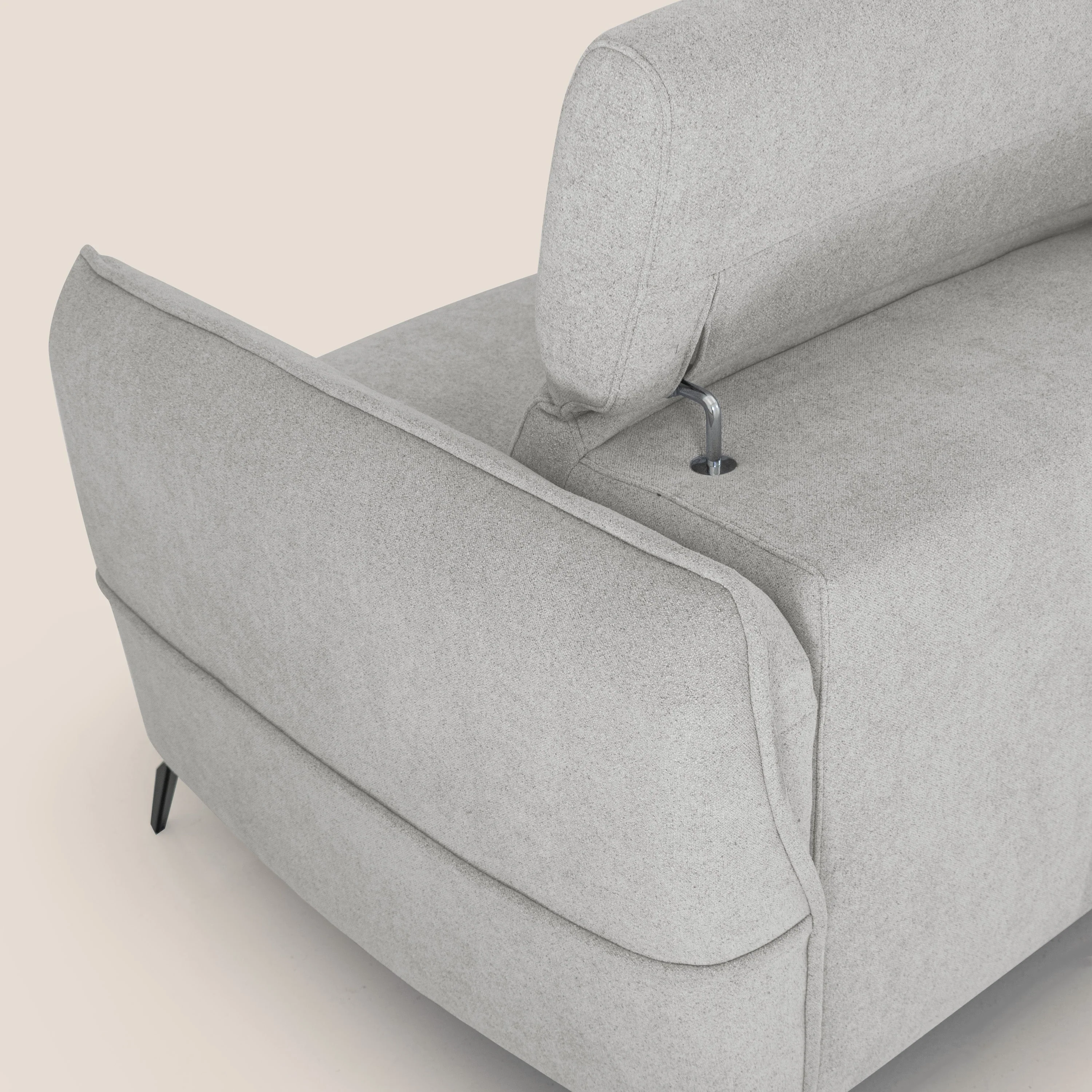 Bloom canapé avec repose-pieds extractible pieds hauts et têtières réglables en bouclette imperméable T07 gris - Image 10