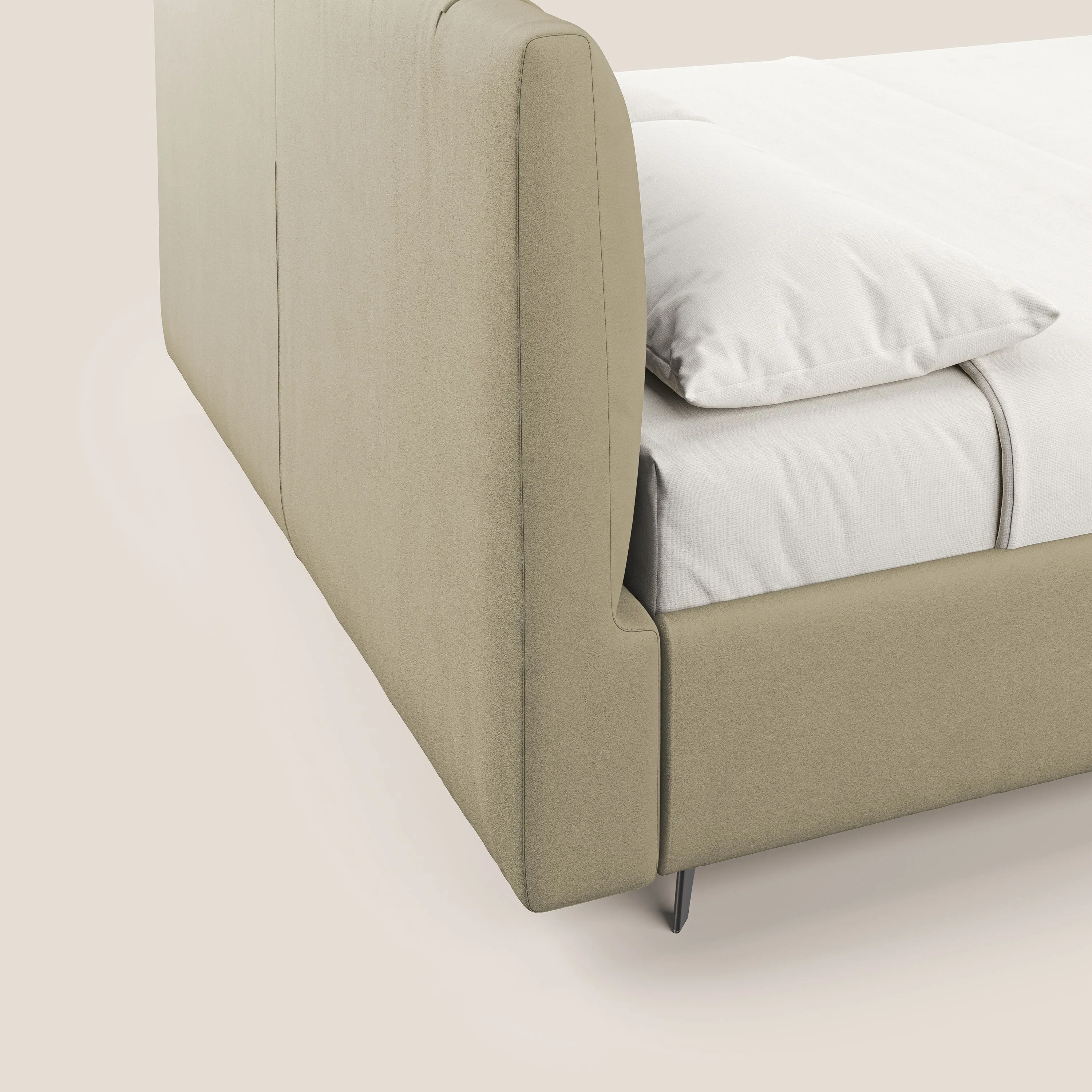 Bogart lit avec coffre rembourré complètement déhoussable en microfibre détachable T11 crème - Image 8