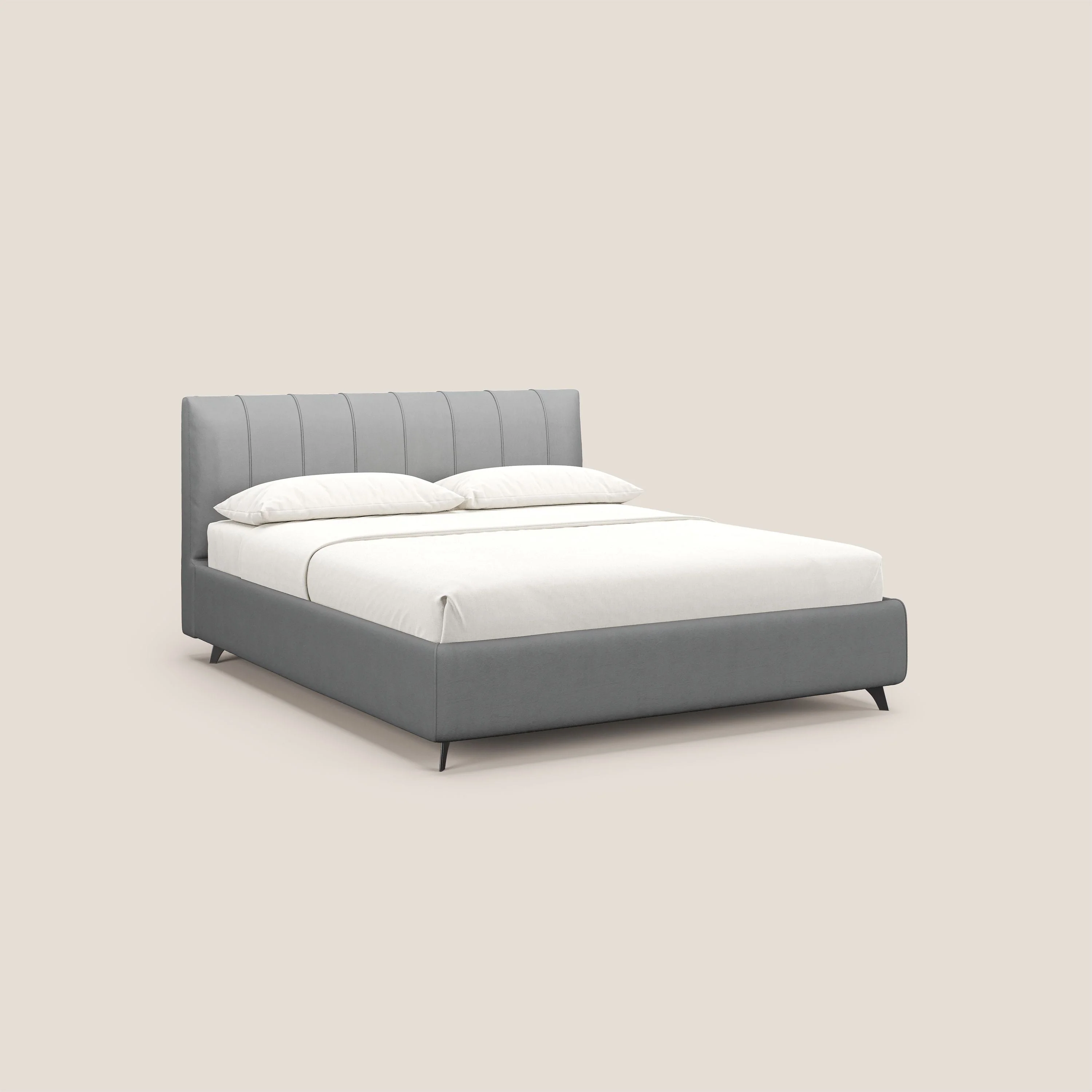 Bogart lit avec coffre rembourré complÚtement déhoussable en microfibre détachable T11 gris
