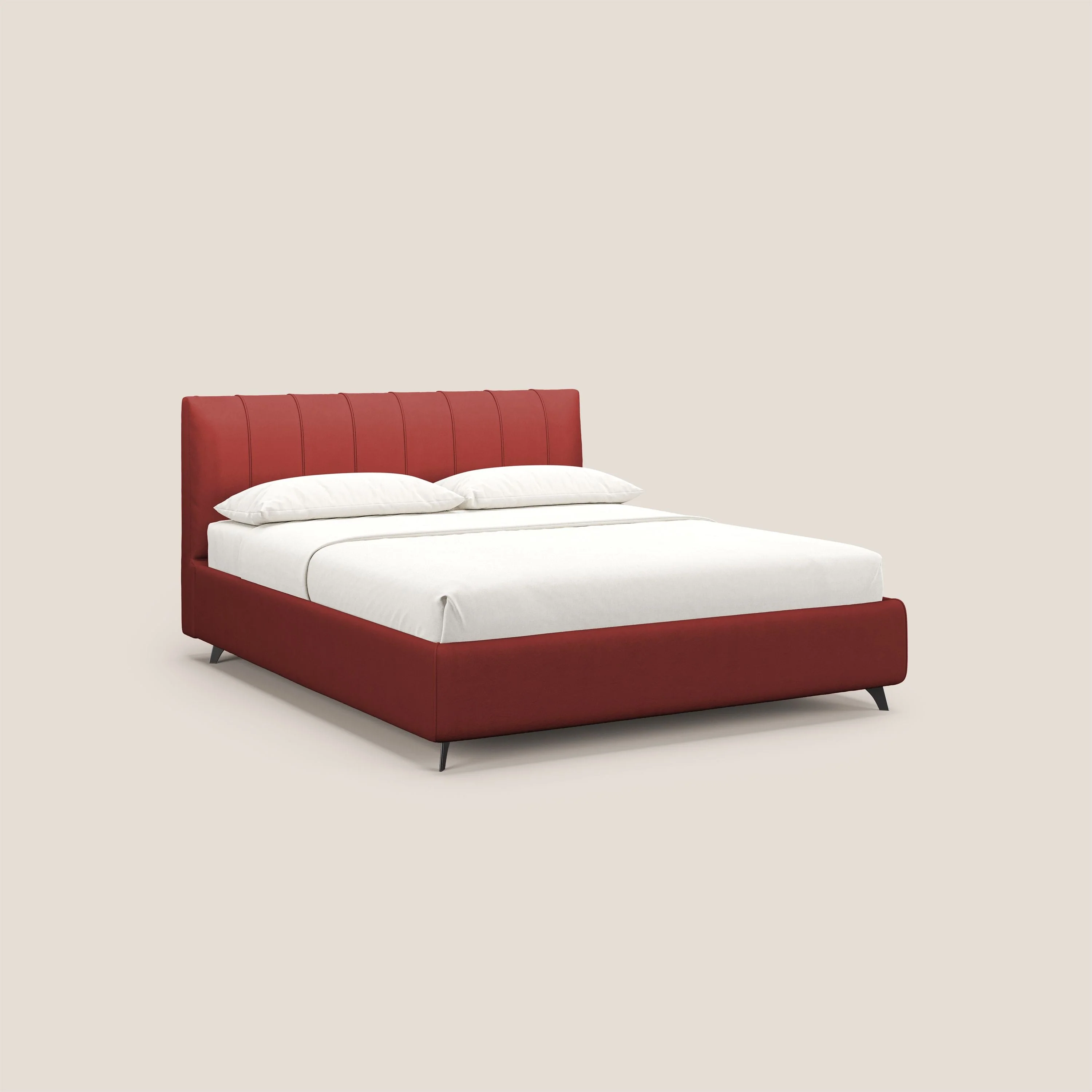 Bogart lit avec coffre rembourré complètement déhoussable en microfibre détachable T11 rouge
