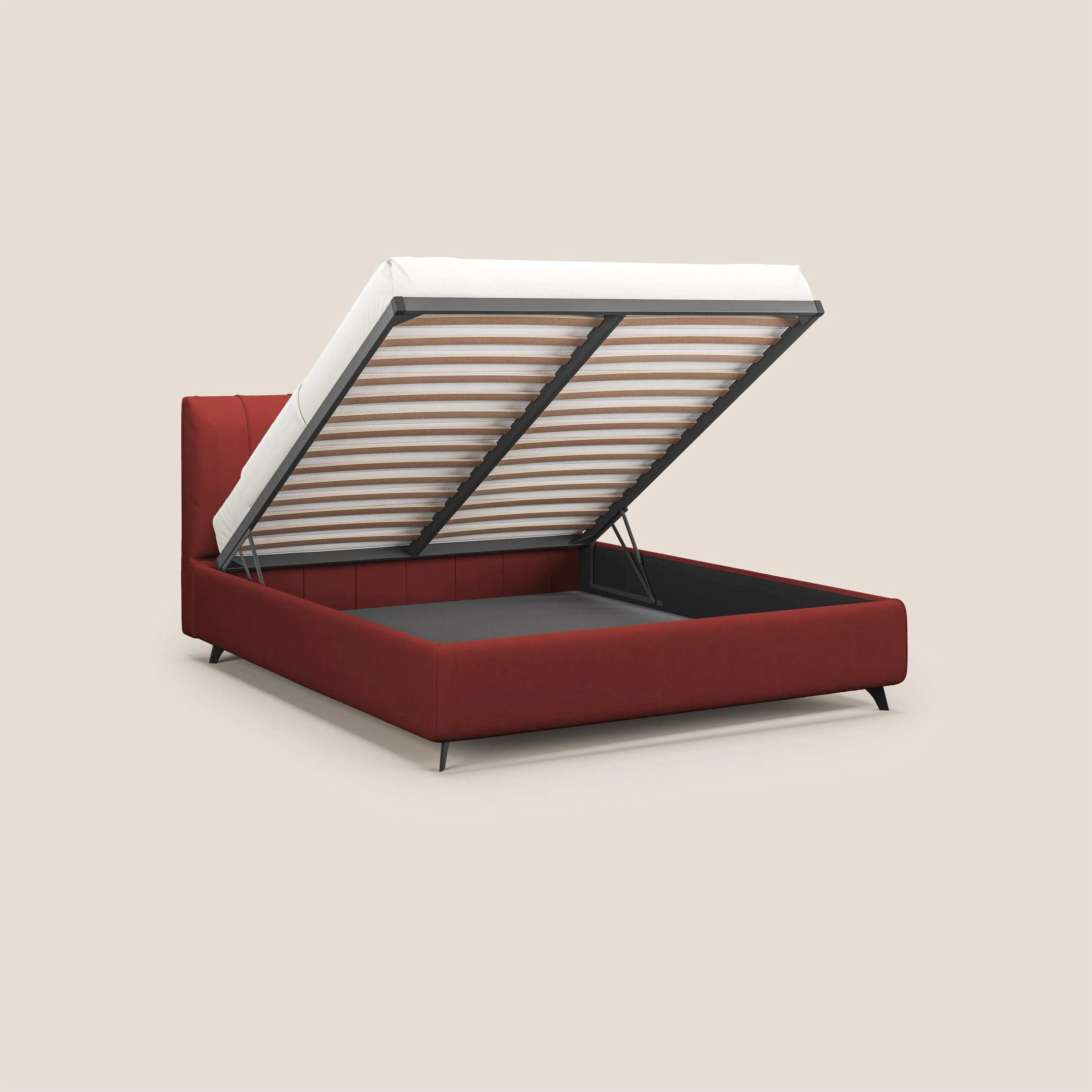 Bogart lit avec coffre rembourré complètement déhoussable en microfibre détachable T11 rouge - Image 2