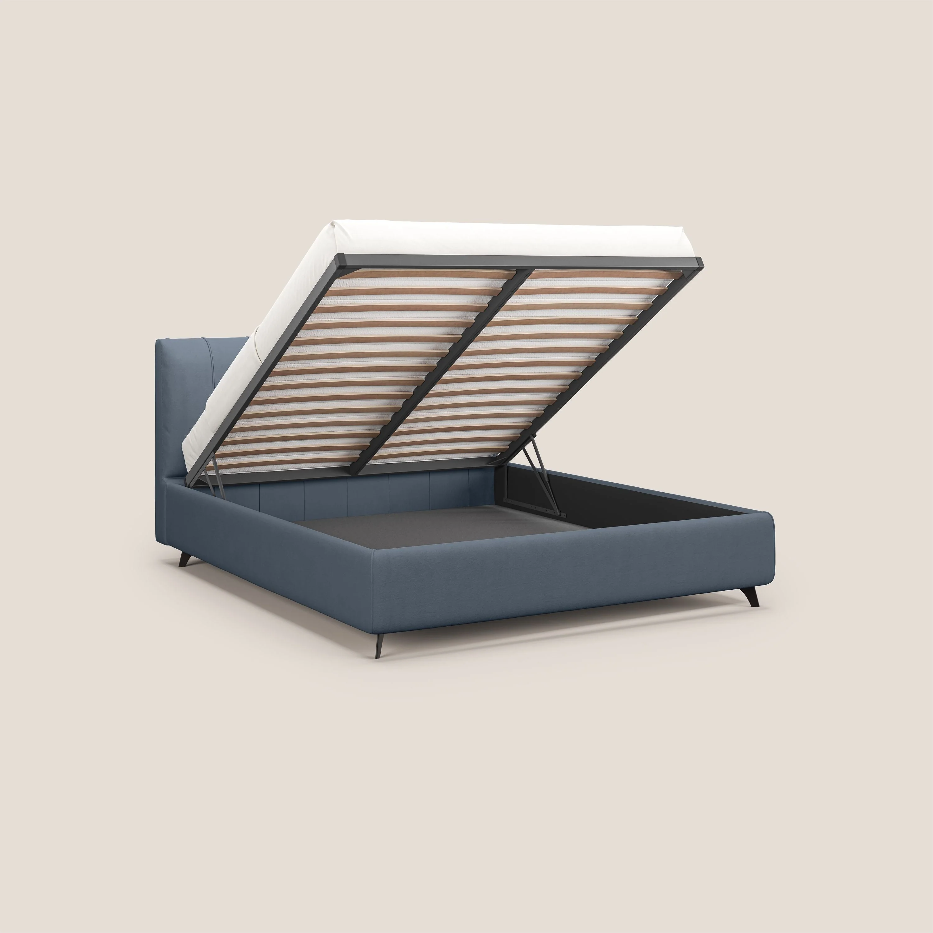 Bogart lit avec coffre rembourré complètement déhoussable en microfibre détachable T11 sucre glace - Image 2