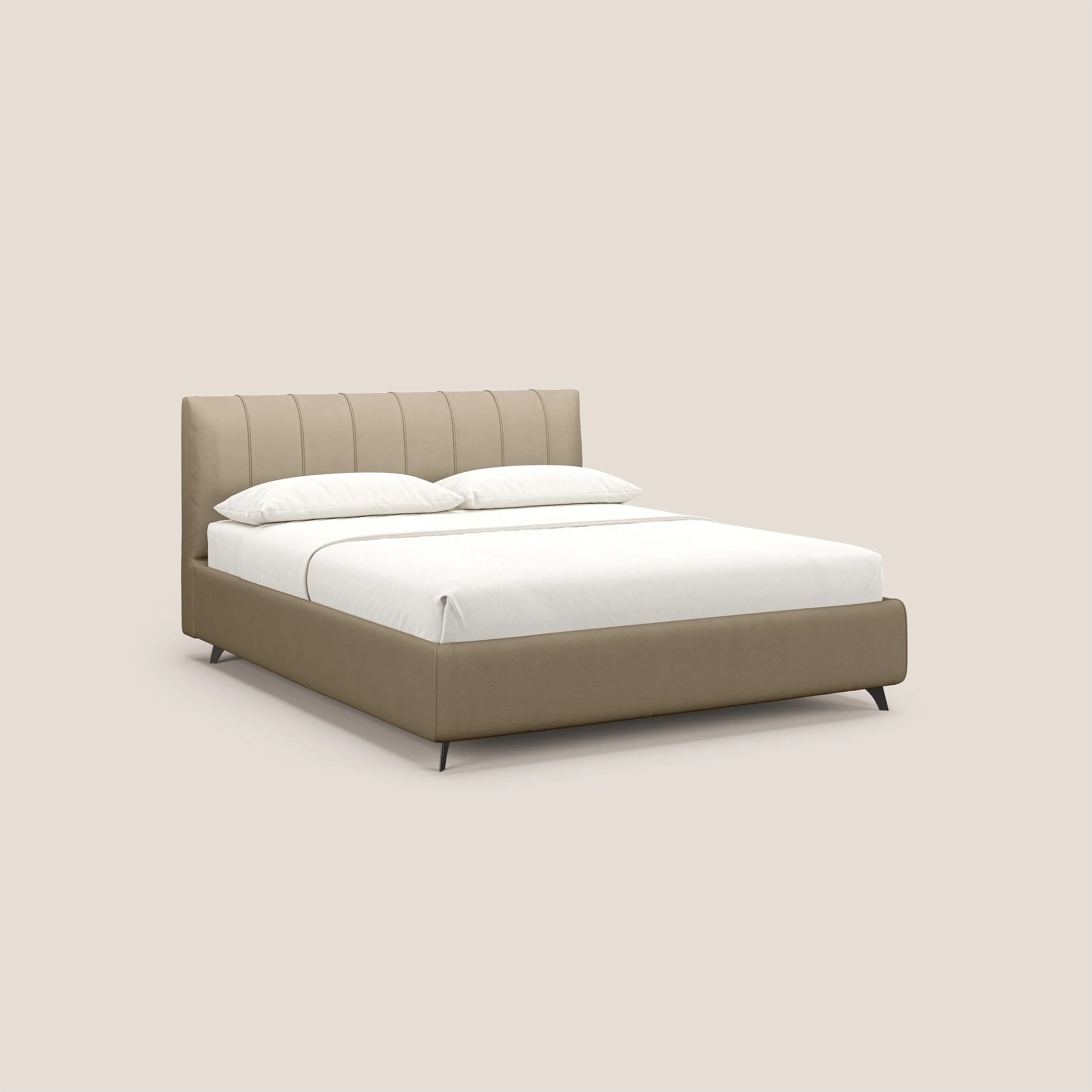 Bogart lit avec coffre rembourré complètement déhoussable en microfibre détachable T11 Taupe tortora