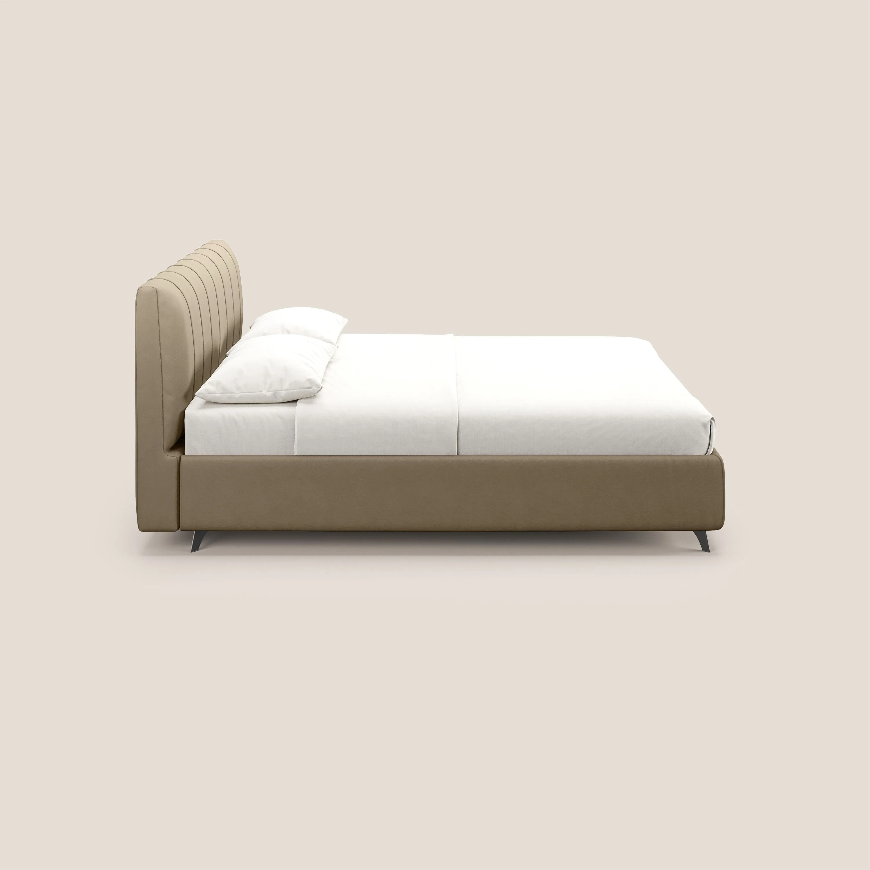 Bogart lit avec coffre rembourré complètement déhoussable en microfibre détachable T11 Taupe tortora - Image 4