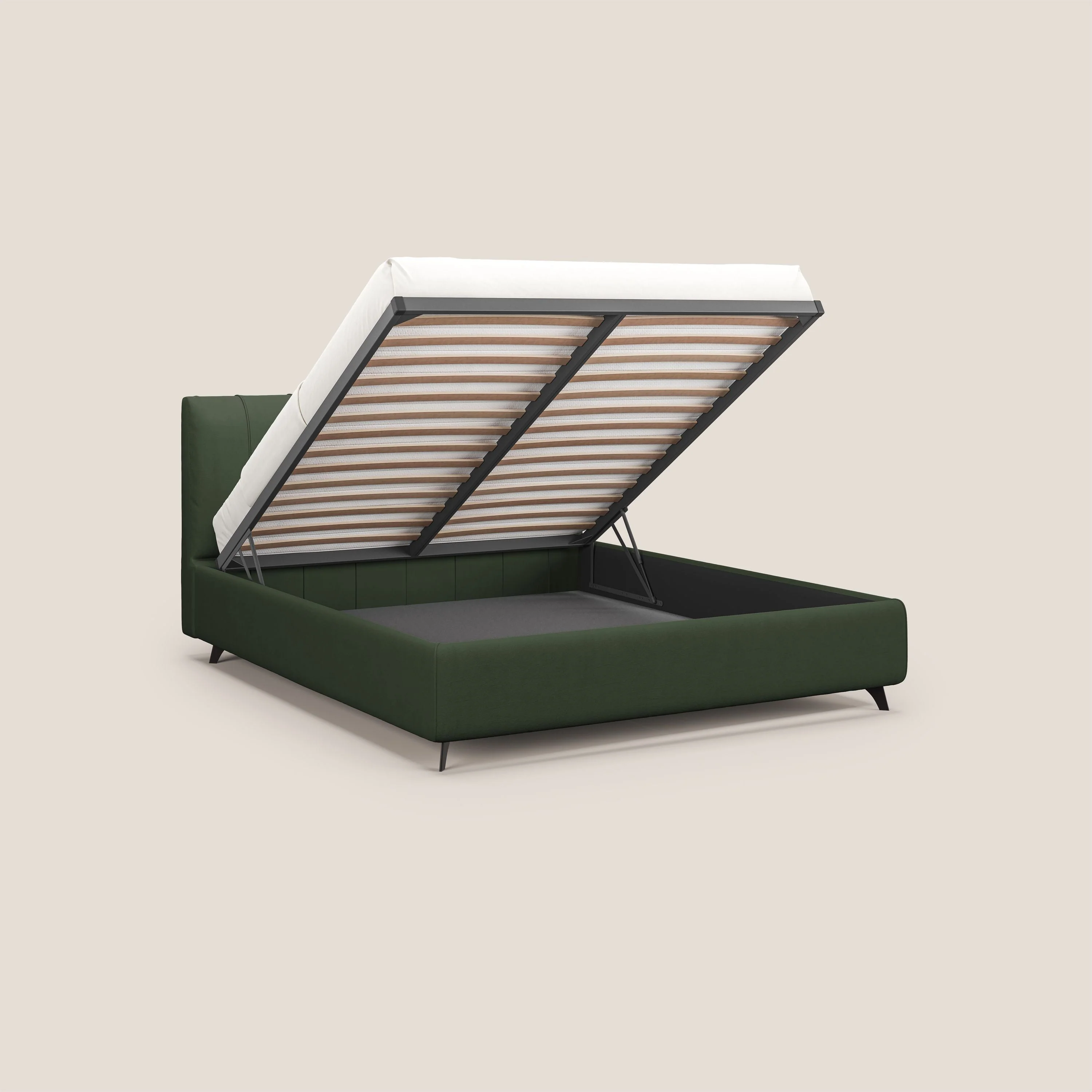 Bogart lit avec coffre rembourré complètement déhoussable en microfibre détachable T11 vert - Image 2