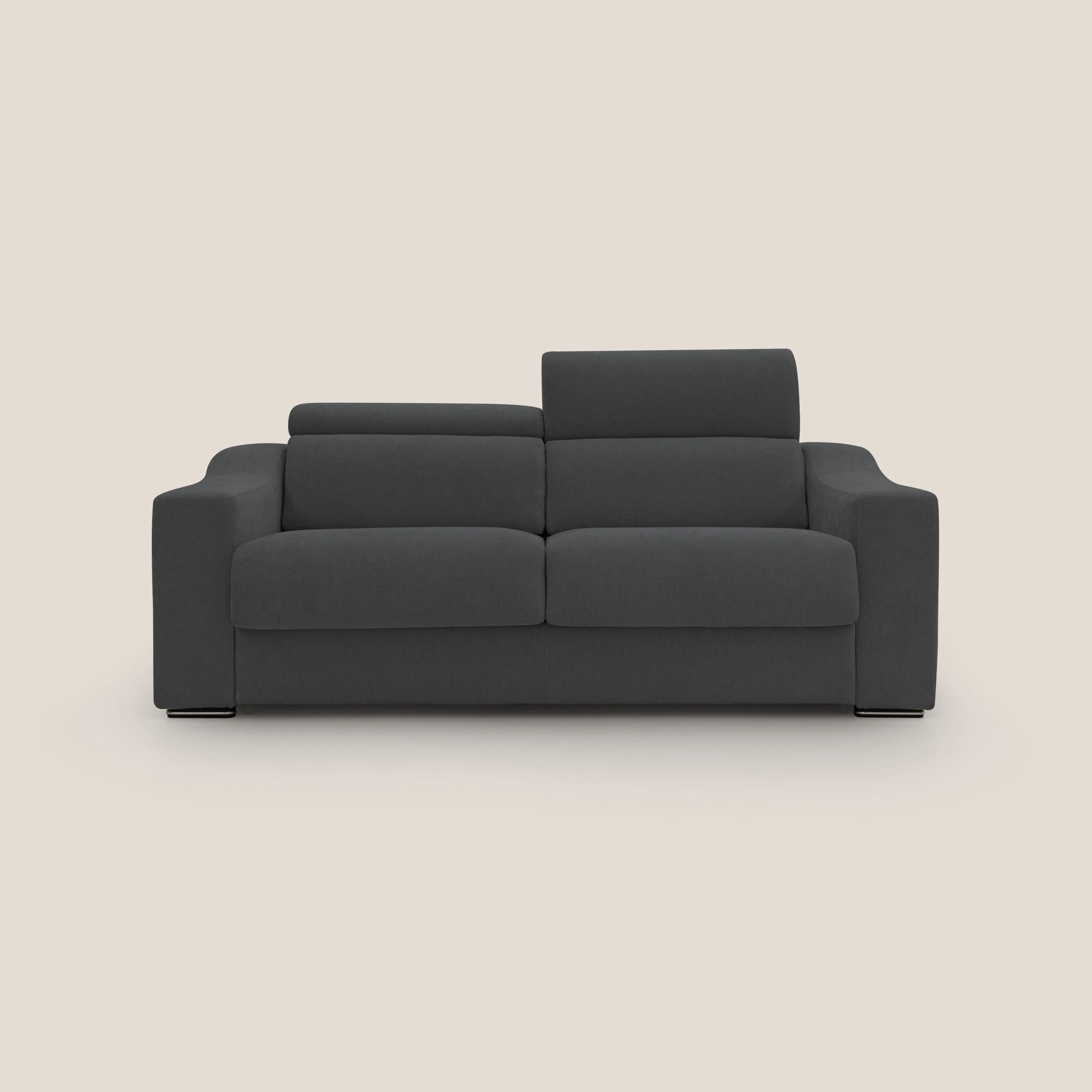Bomber Canapé convertible matrimonial avec  têtières en tissu imperméable T14 anthracite
