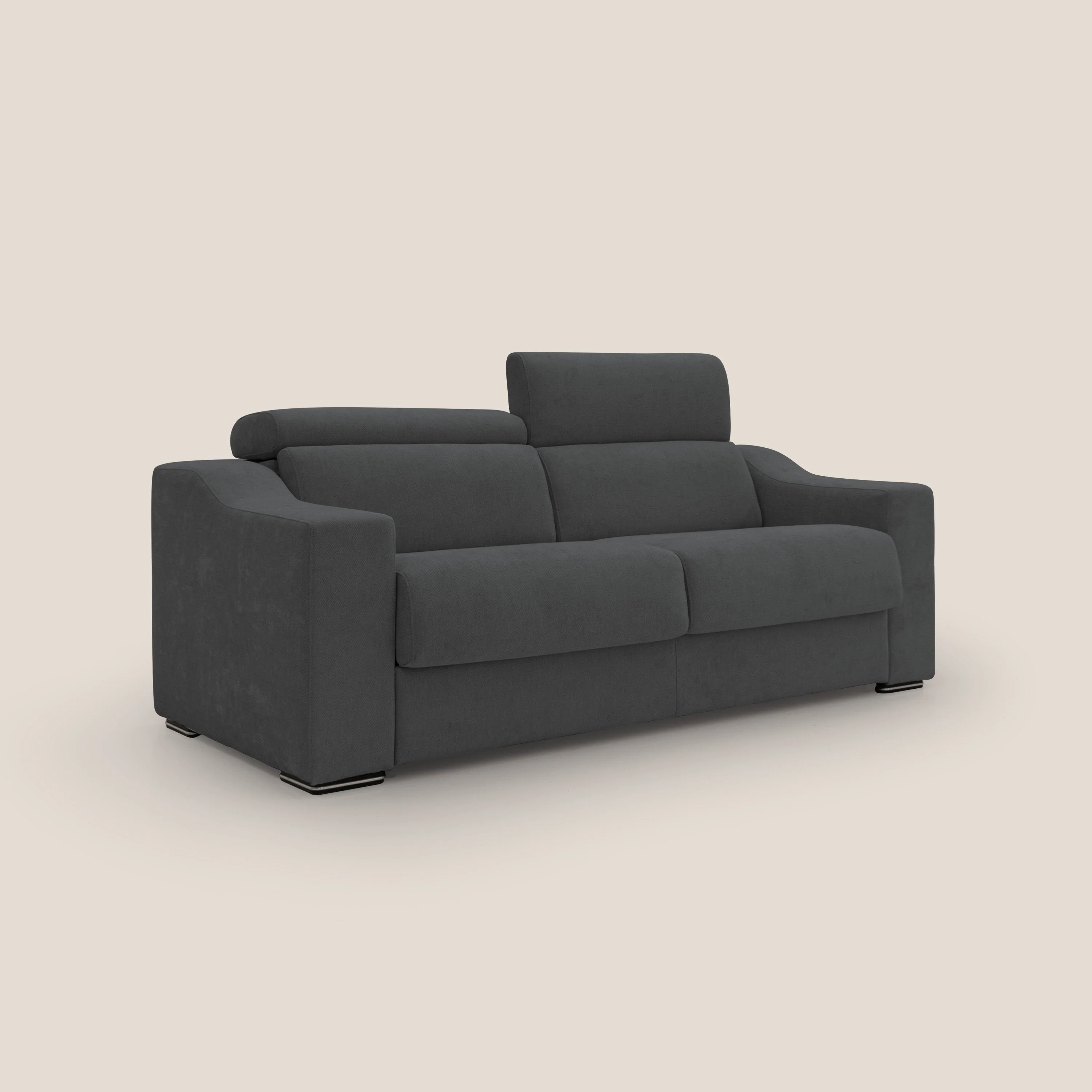 Bomber Canapé convertible matrimonial avec  têtières en tissu imperméable T14 anthracite - Image 4