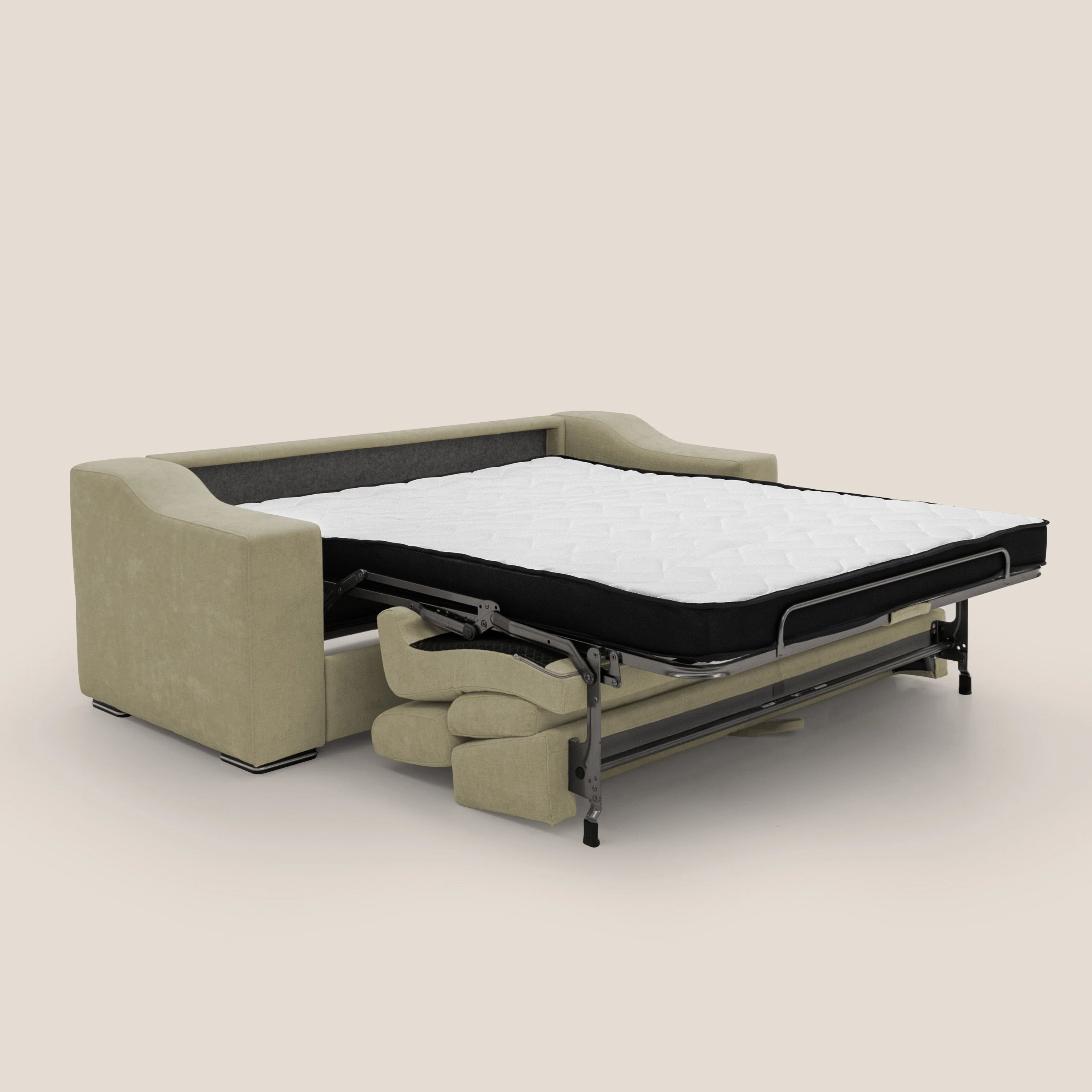 Bomber CanapĂ© convertible matrimonial avec tĂȘtiĂšres en tissu impermĂ©able T14 beige - Image 2