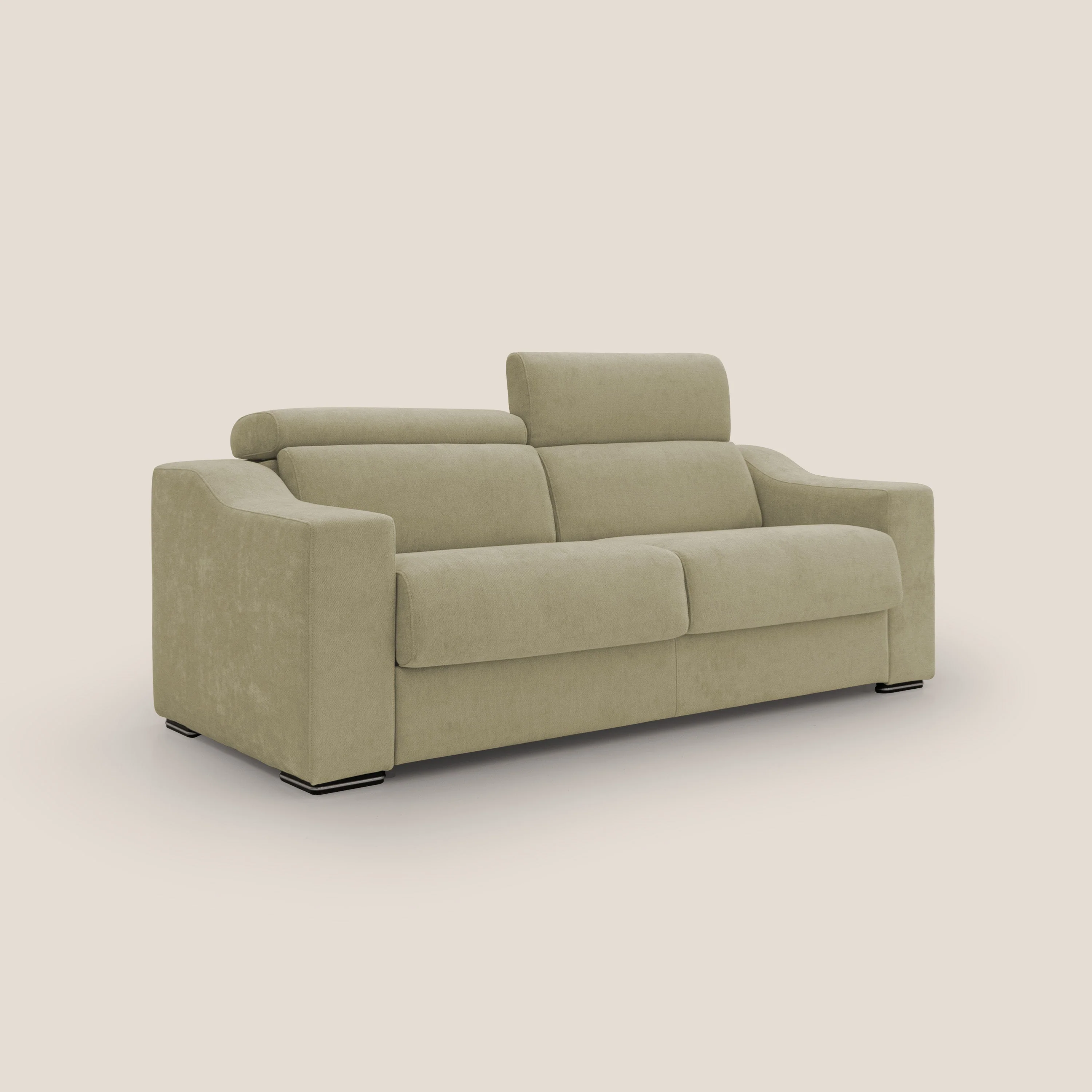 Bomber CanapĂ© convertible matrimonial avec tĂȘtiĂšres en tissu impermĂ©able T14 beige - Image 4