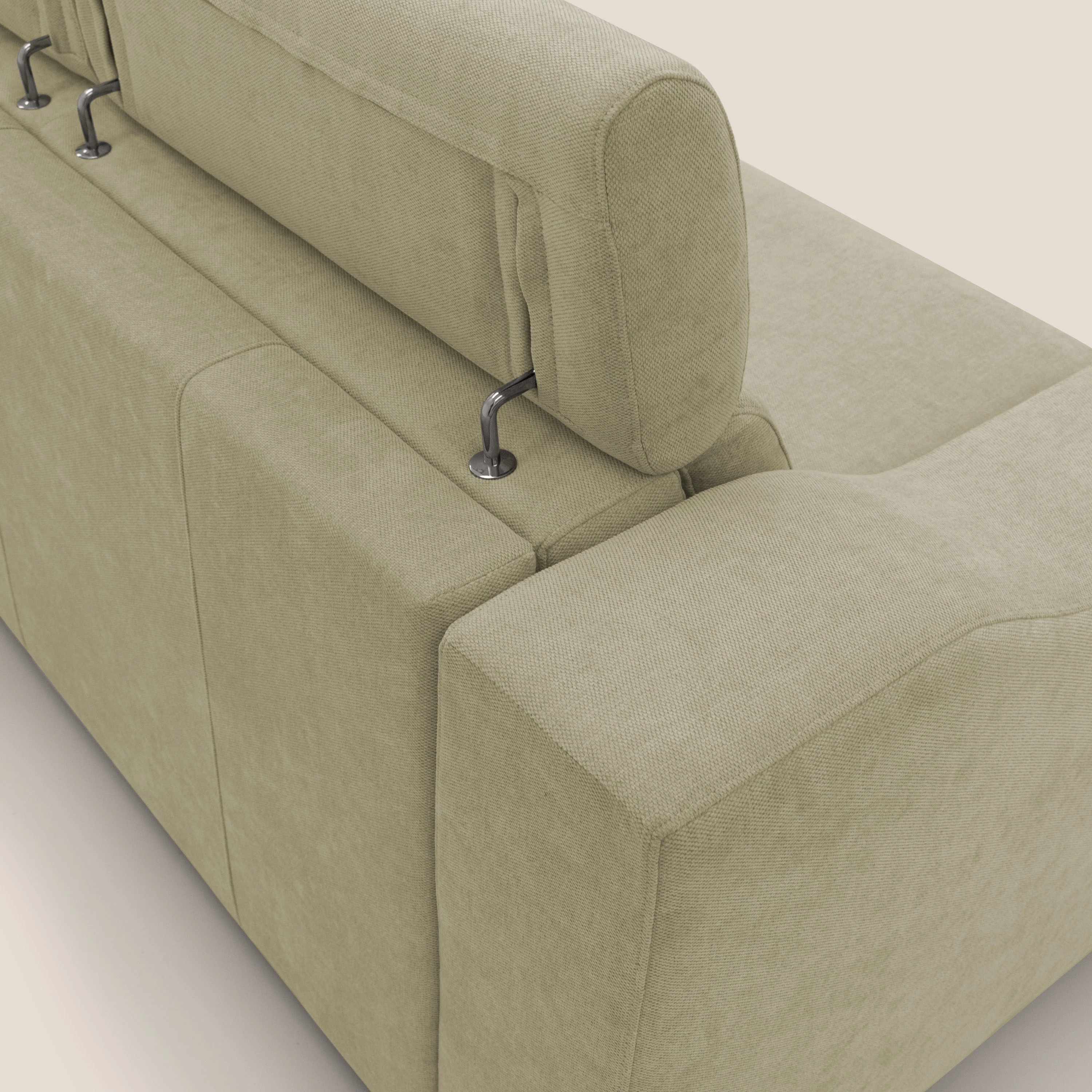 Bomber CanapĂ© convertible matrimonial avec tĂȘtiĂšres en tissu impermĂ©able T14 beige - Image 5