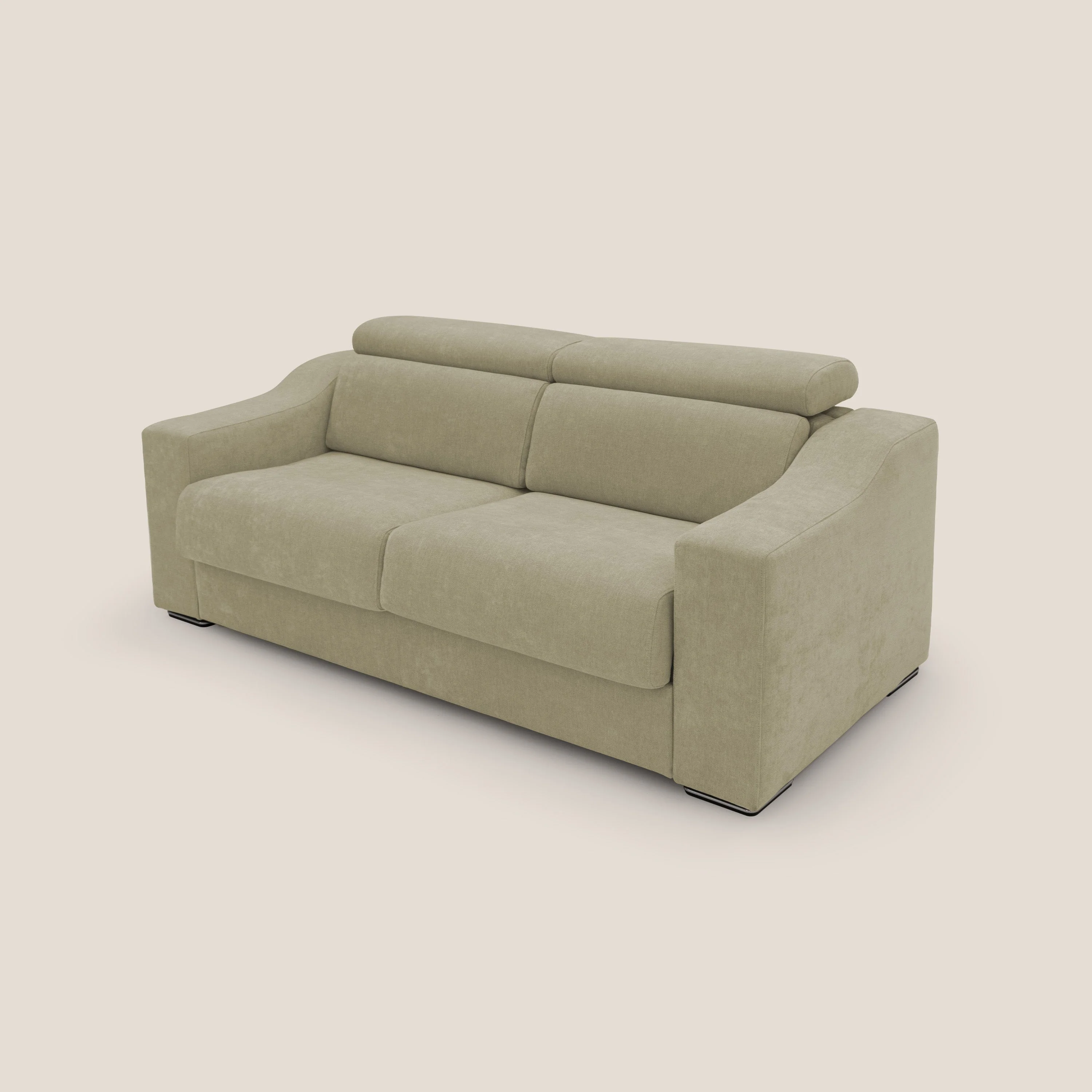 Bomber CanapĂ© convertible matrimonial avec tĂȘtiĂšres en tissu impermĂ©able T14 beige - Image 9