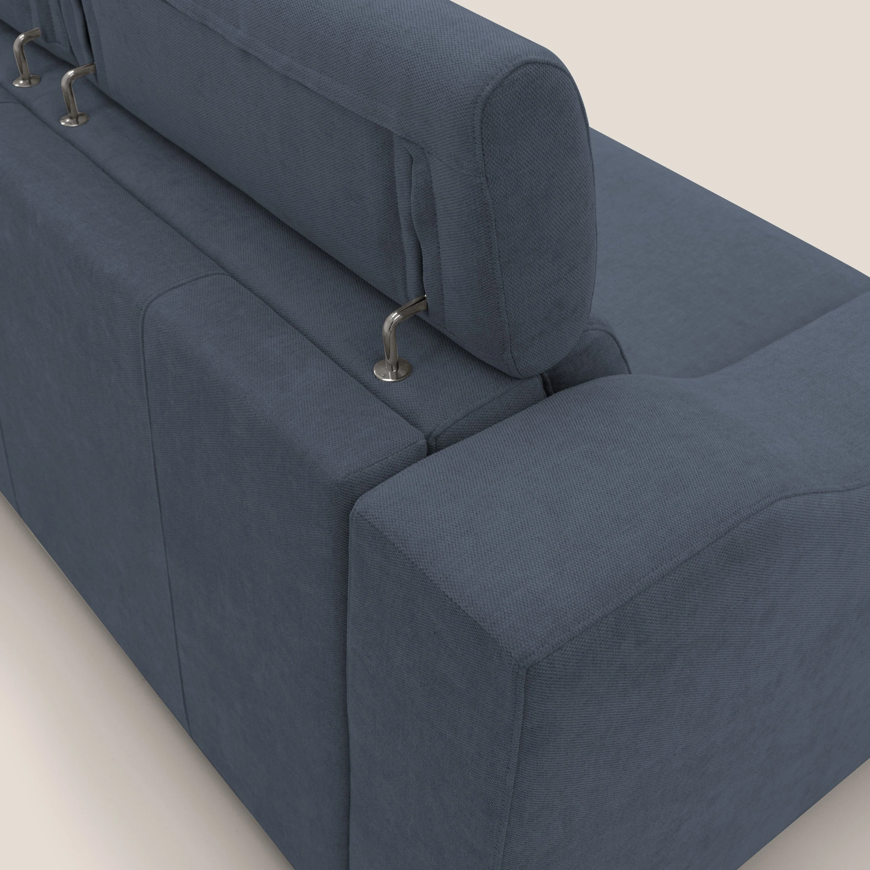 Bomber CanapĂ© convertible matrimonial avec tĂȘtiĂšres en tissu impermĂ©able T14 bleu - Image 5