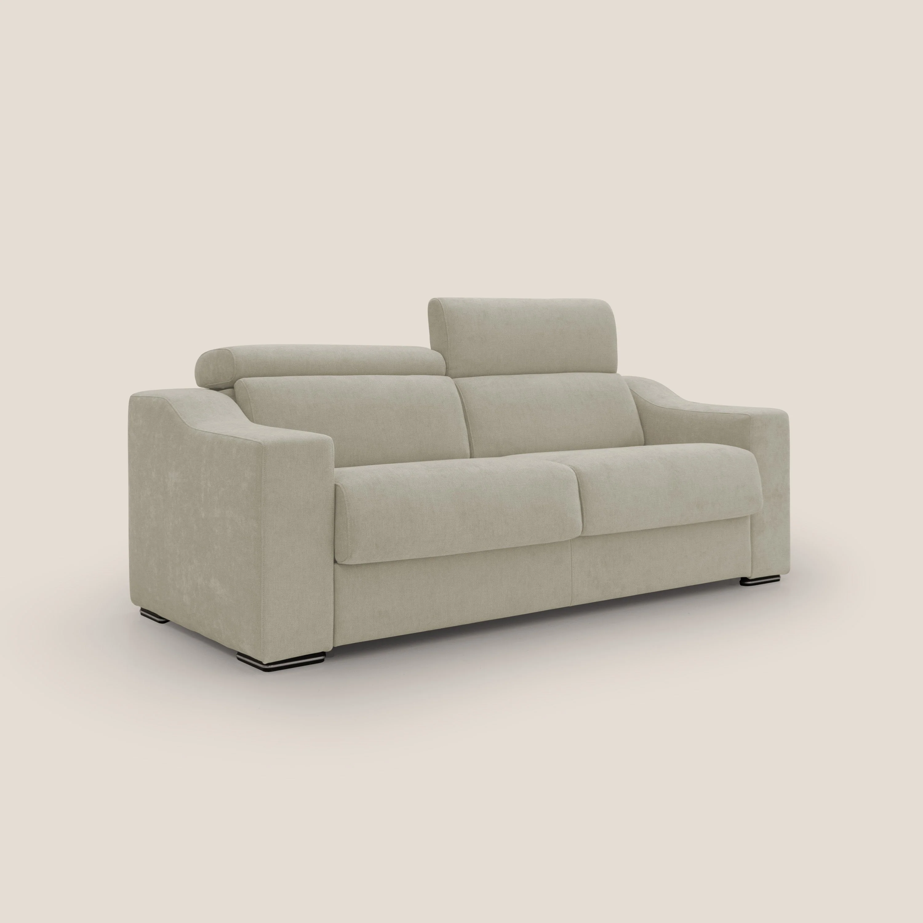 Bomber Canapé convertible matrimonial avec têtières en tissu imperméable T14 crème - Image 4