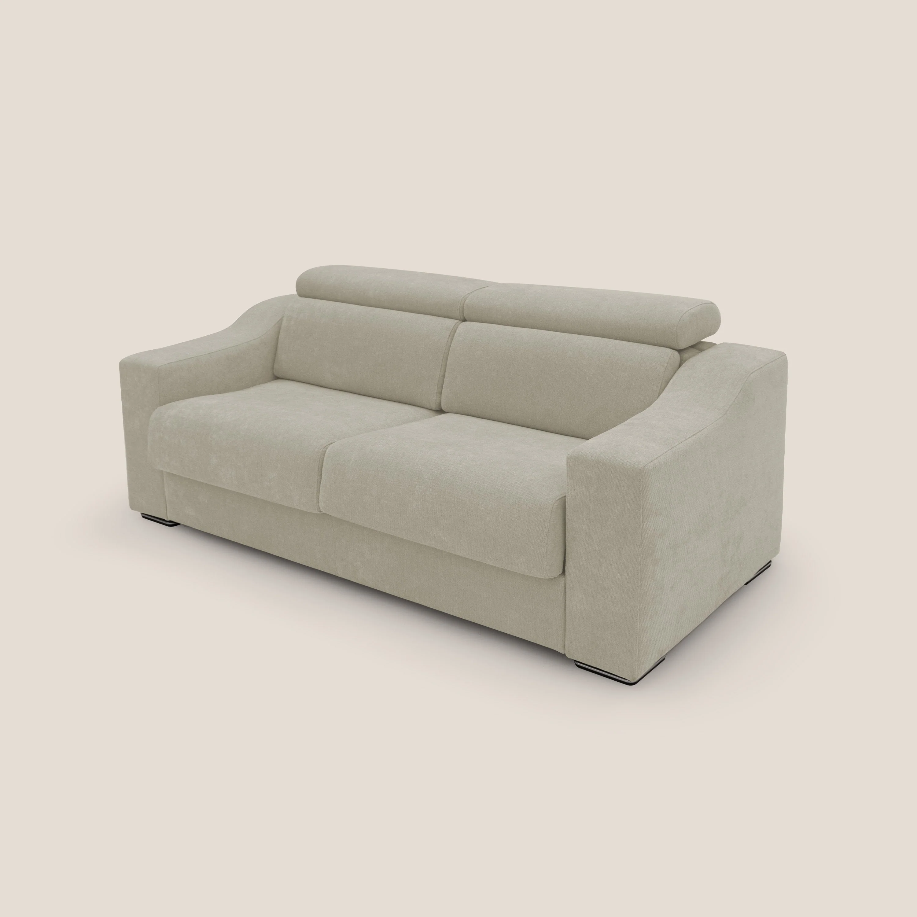 Bomber Canapé convertible matrimonial avec têtières en tissu imperméable T14 crème - Image 9