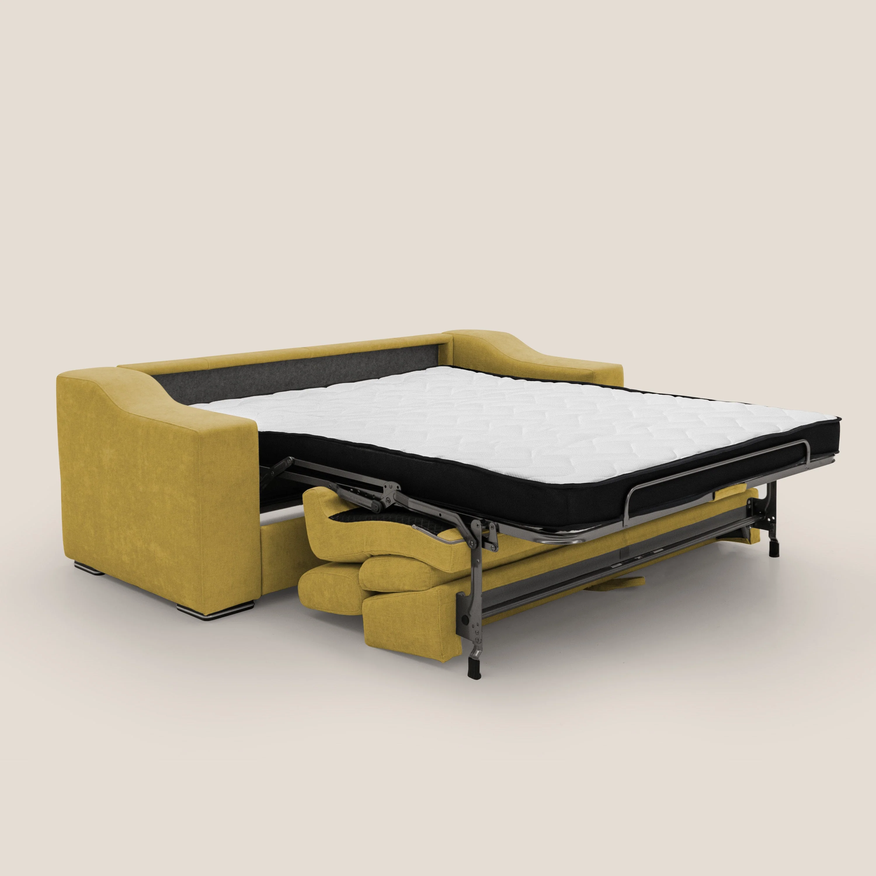 Bomber CanapĂ© convertible matrimonial avec tĂȘtiĂšres en tissu impermĂ©able T14 jaune - Image 2