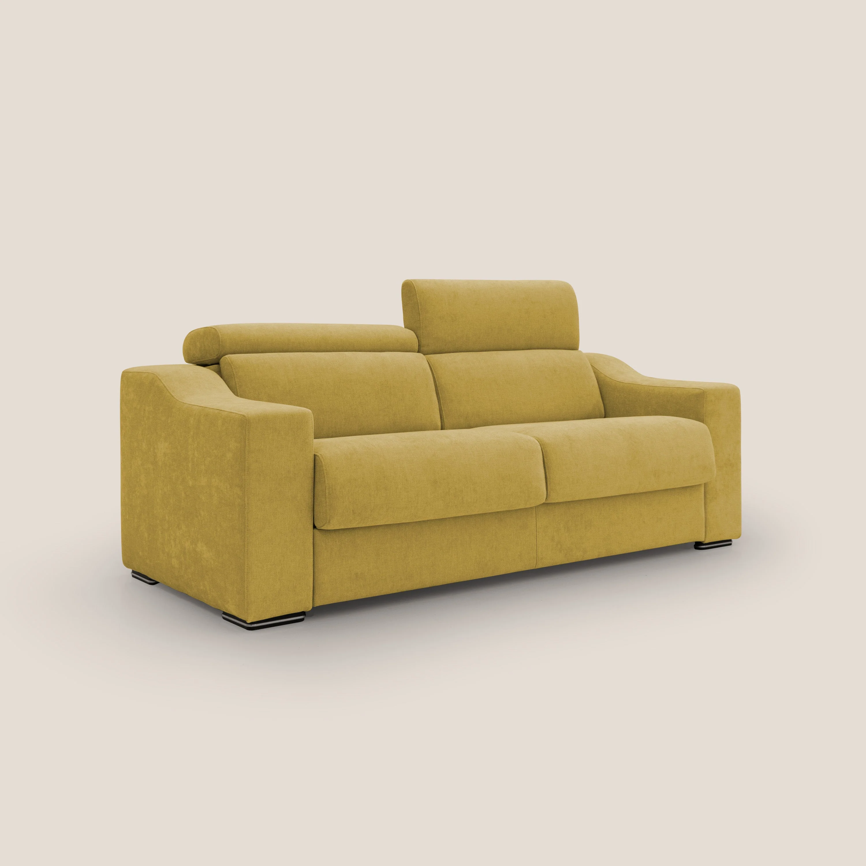 Bomber CanapĂ© convertible matrimonial avec tĂȘtiĂšres en tissu impermĂ©able T14 jaune - Image 4