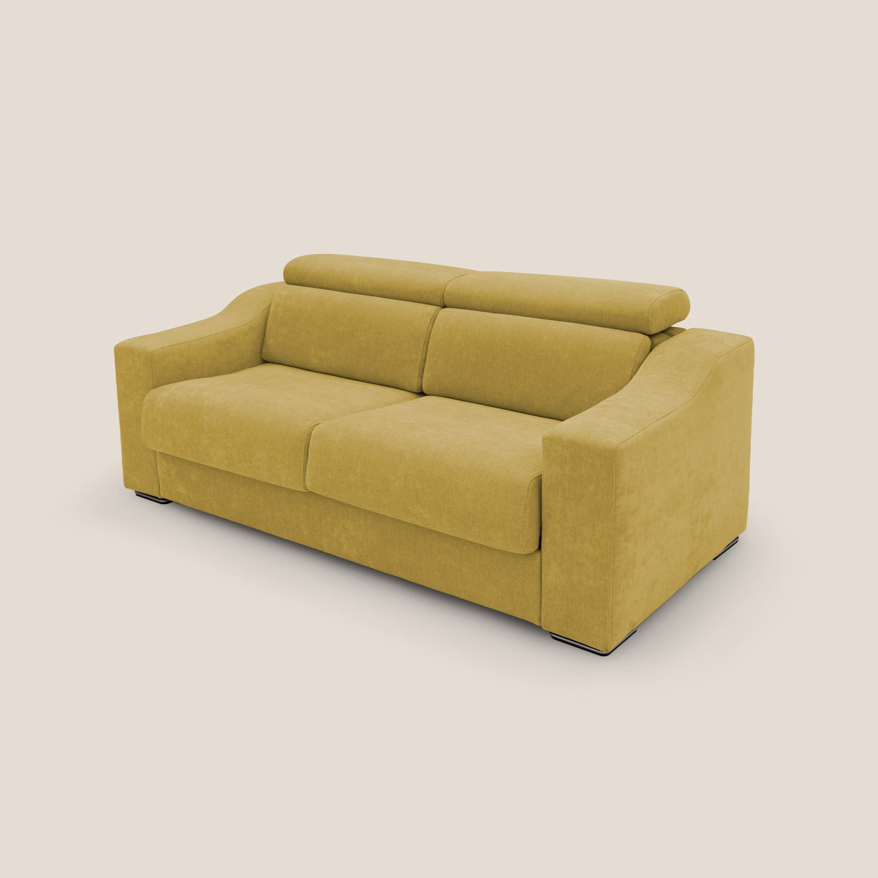 Bomber CanapĂ© convertible matrimonial avec tĂȘtiĂšres en tissu impermĂ©able T14 jaune - Image 9