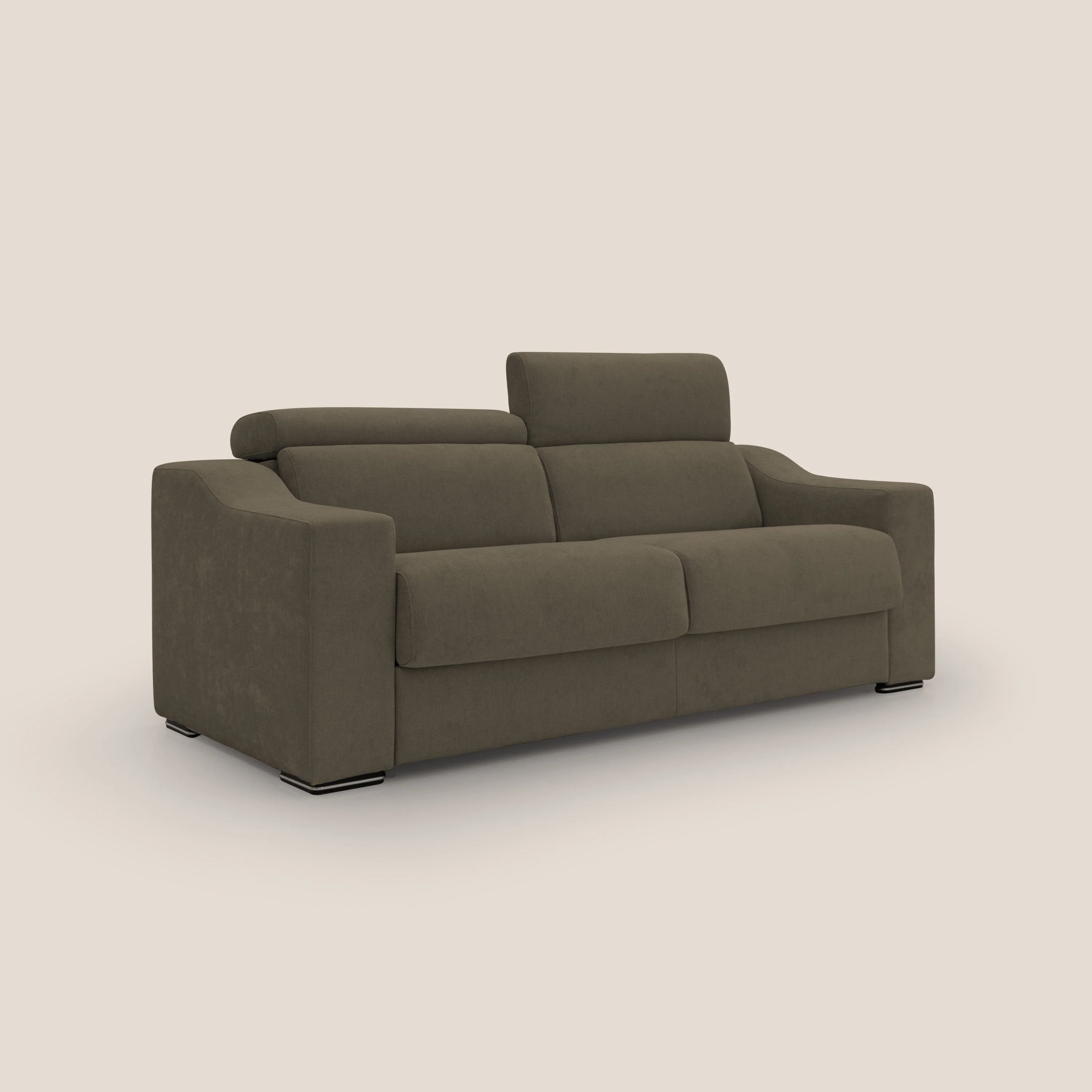 Bomber Canapé convertible matrimonial avec  têtières en tissu imperméable T14 marron - Image 4