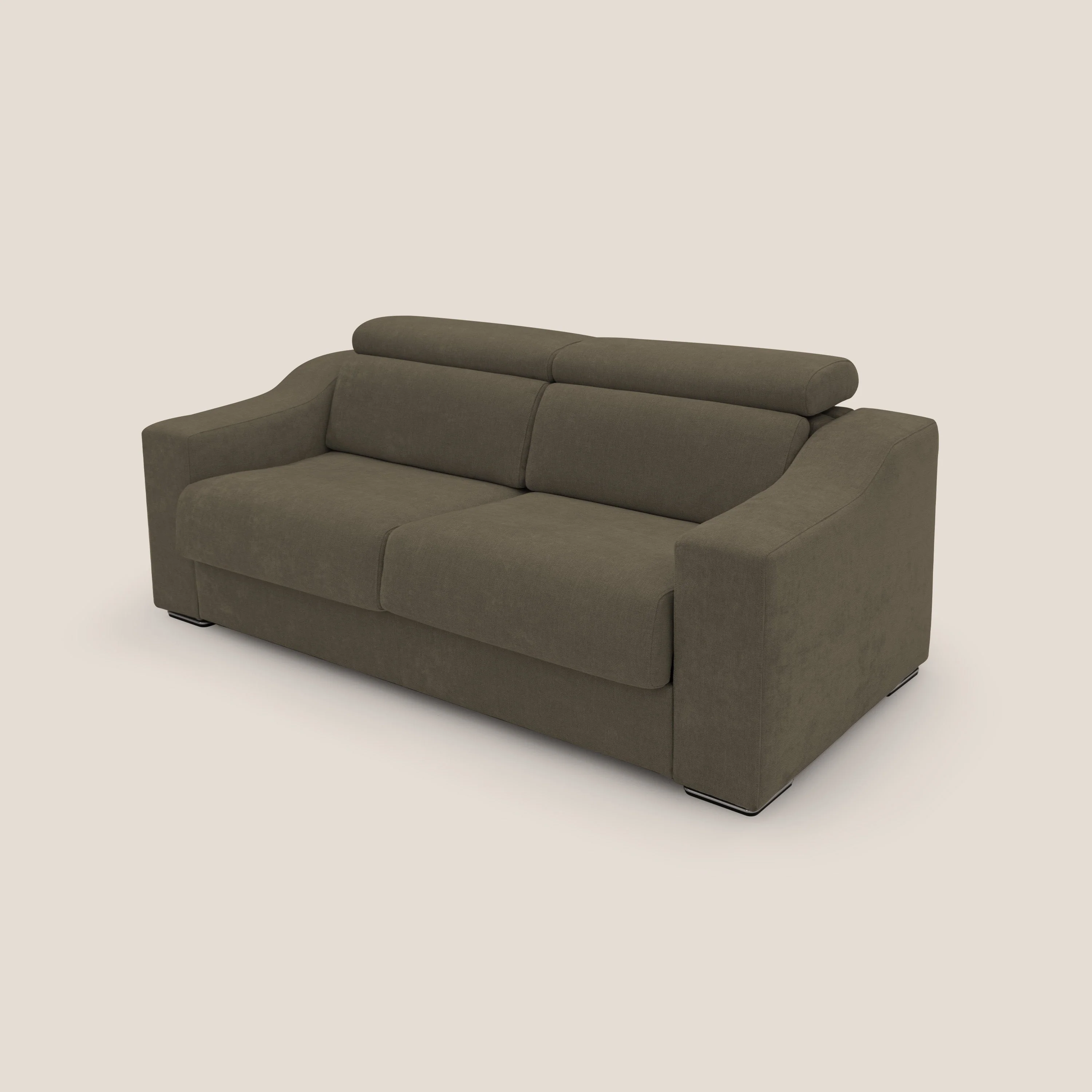 Bomber Canapé convertible matrimonial avec  têtières en tissu imperméable T14 marron - Image 9
