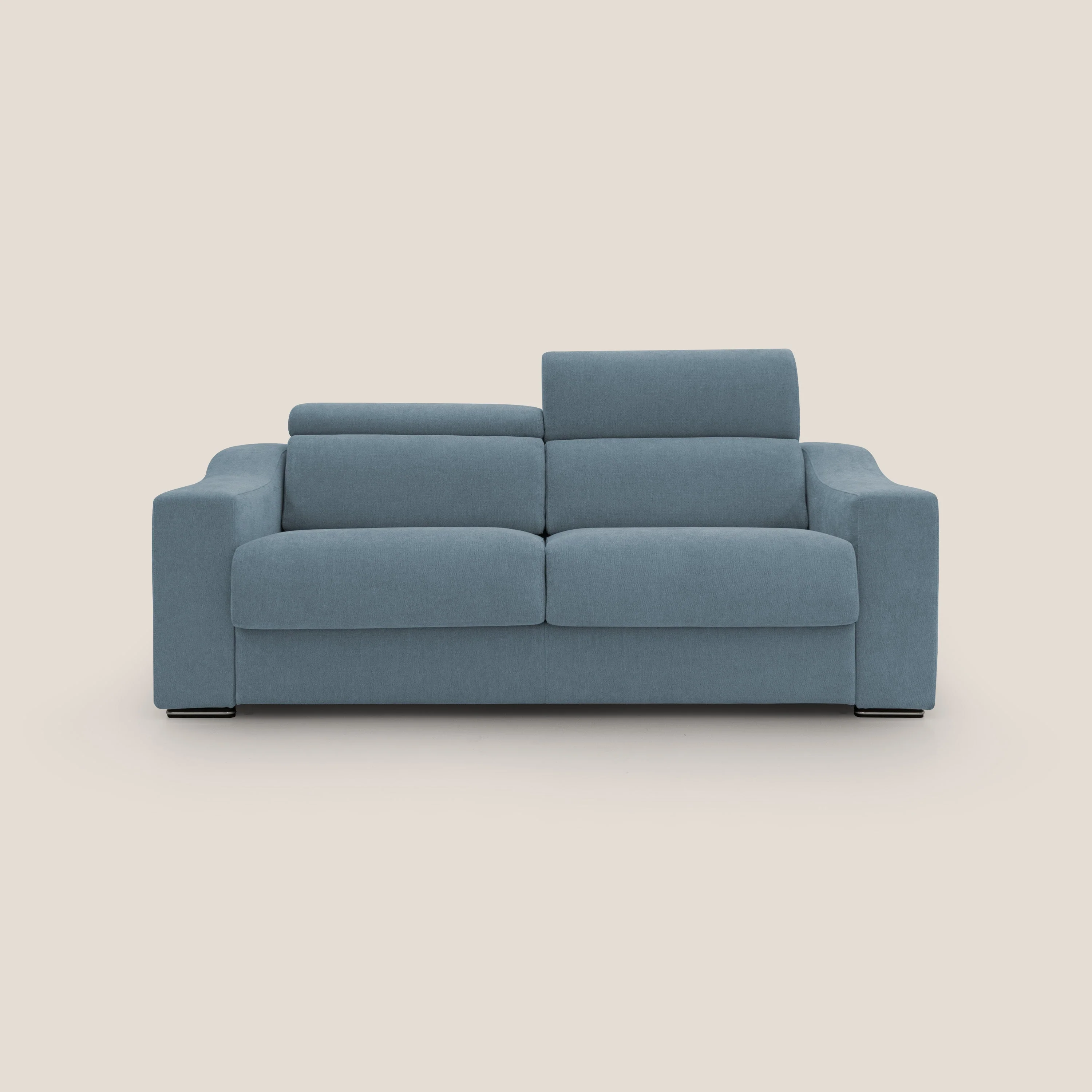 Bomber CanapĂ© convertible matrimonial avec tĂȘtiĂšres en tissu impermĂ©able T14 sucre glace