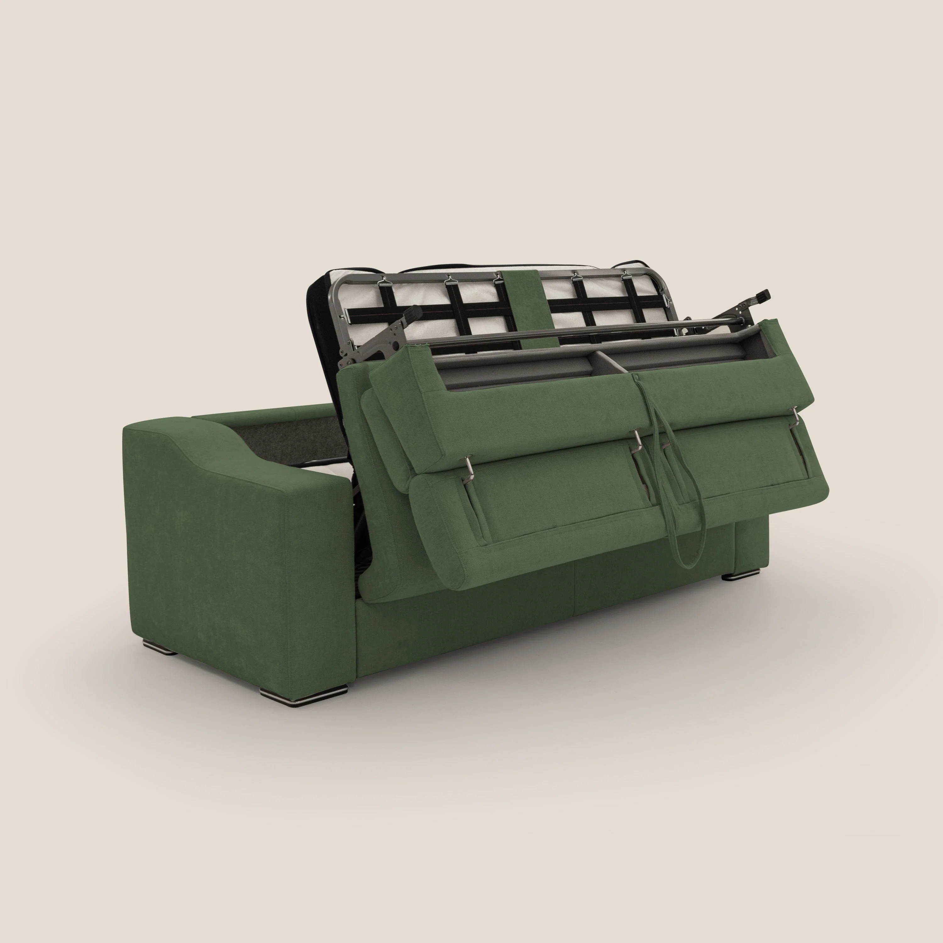 Bomber Canapé convertible matrimonial avec têtières en tissu imperméable T14 vert - Image 3