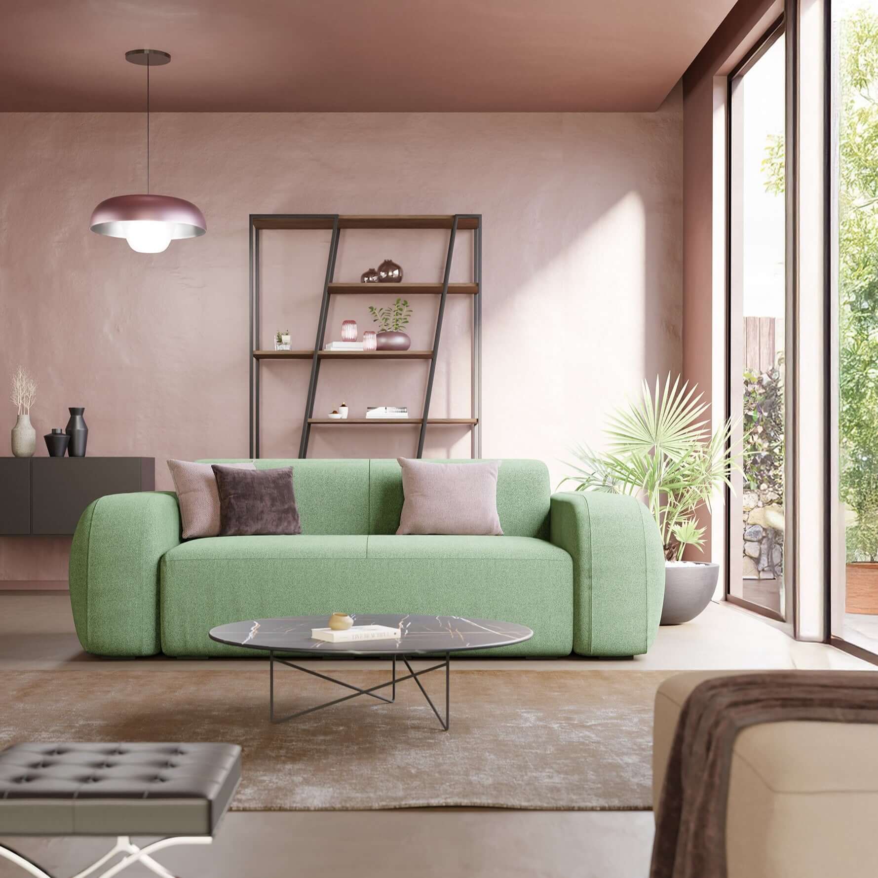 BonBon CanapĂ© modulaire Lineare 220 â Assise unique en tissu dĂ©tachable T23 vert menthe - Image 2