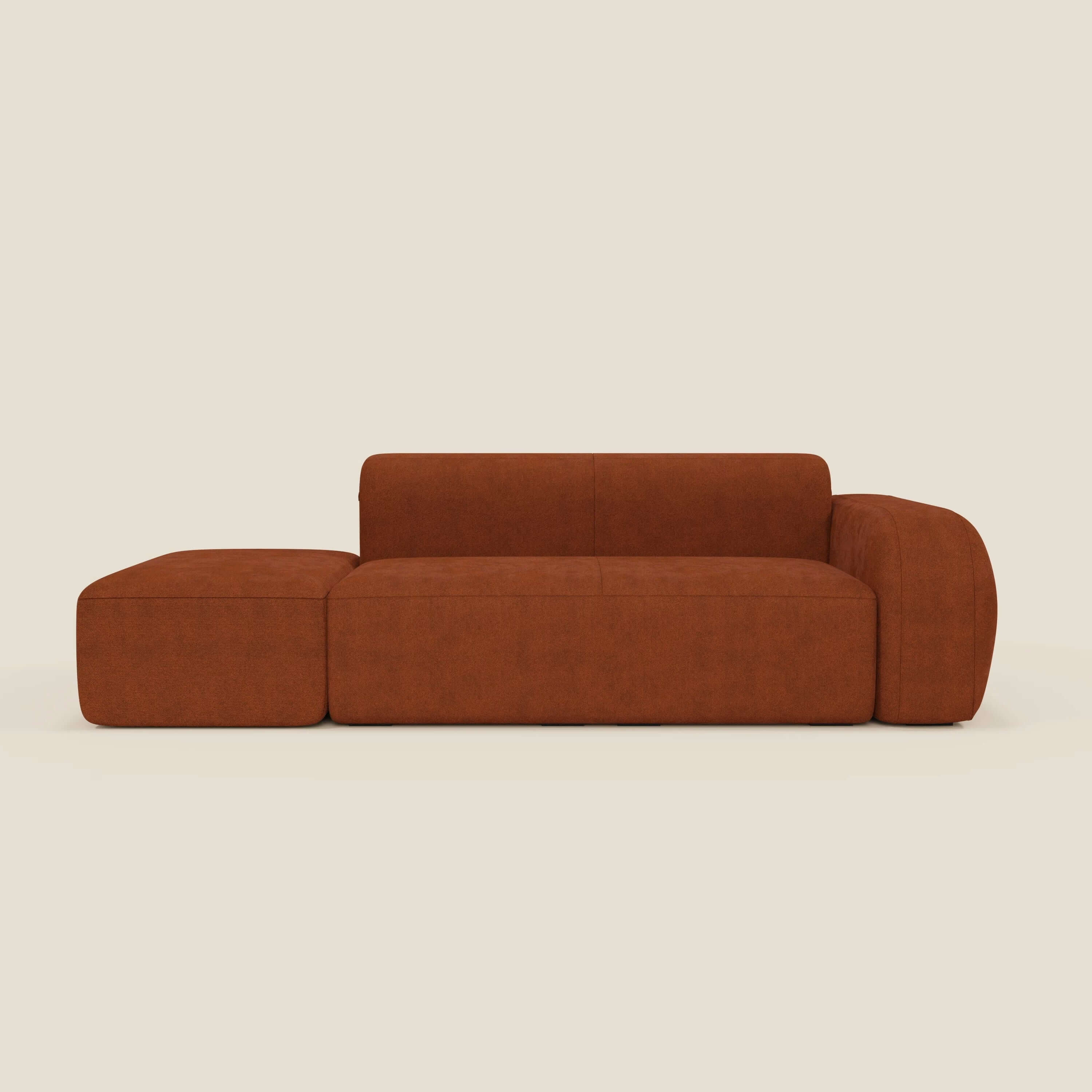 BonBon Canapé modulable – Composition avec pouf terminal en tissu détachable T23 orange rouille - Image 11