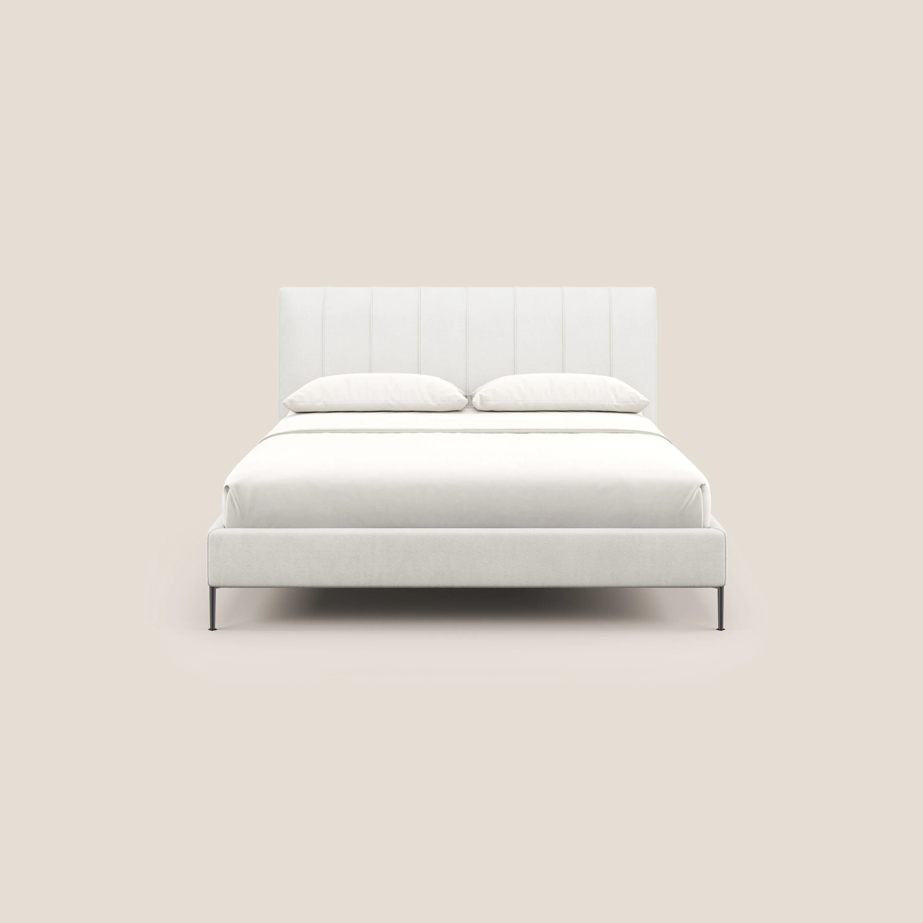 Calliope lit rembourré aux pieds hauts complètement déhoussable en tissu détachable T17 blanc - Image 2