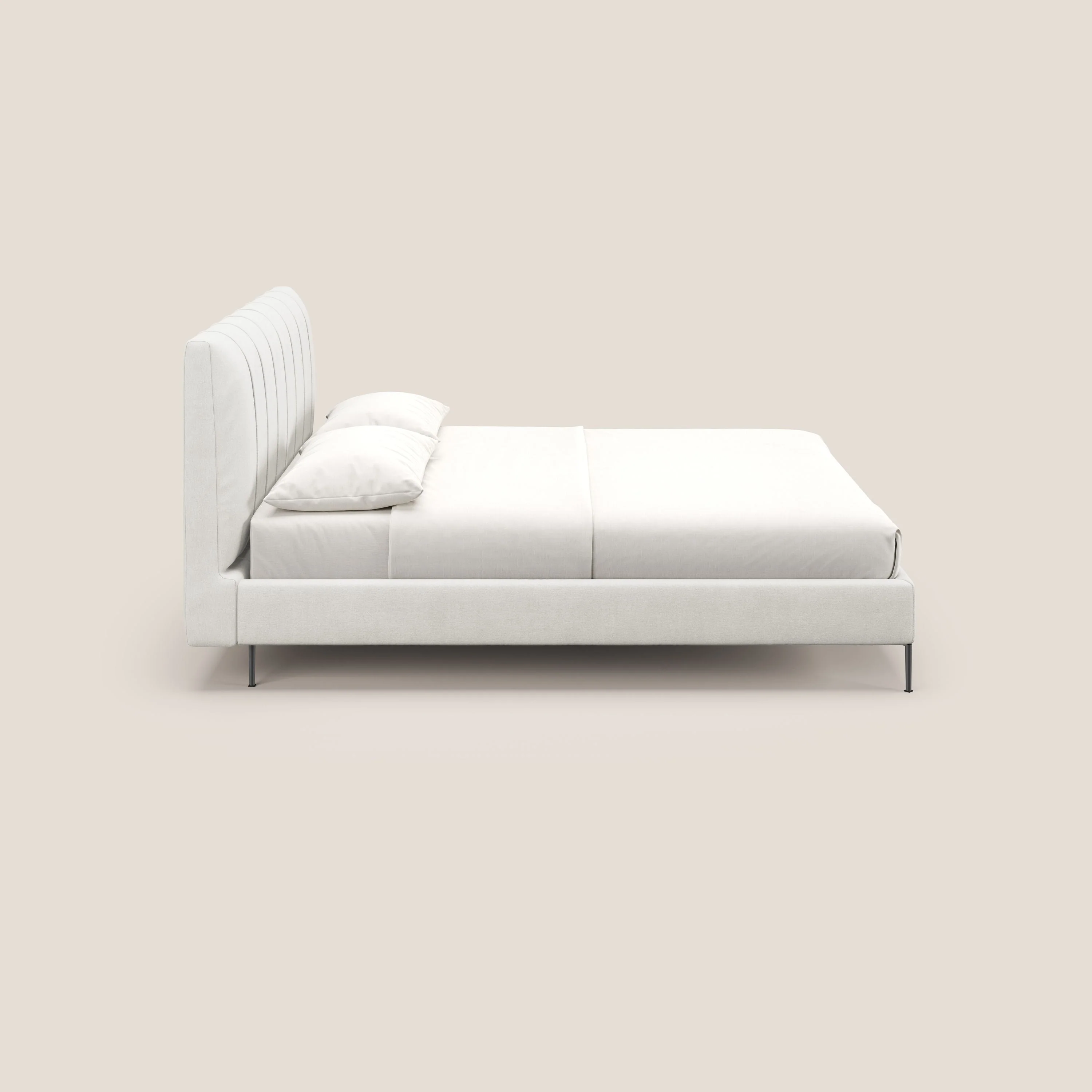 Calliope lit rembourré aux pieds hauts complètement déhoussable en tissu détachable T17 blanc - Image 3