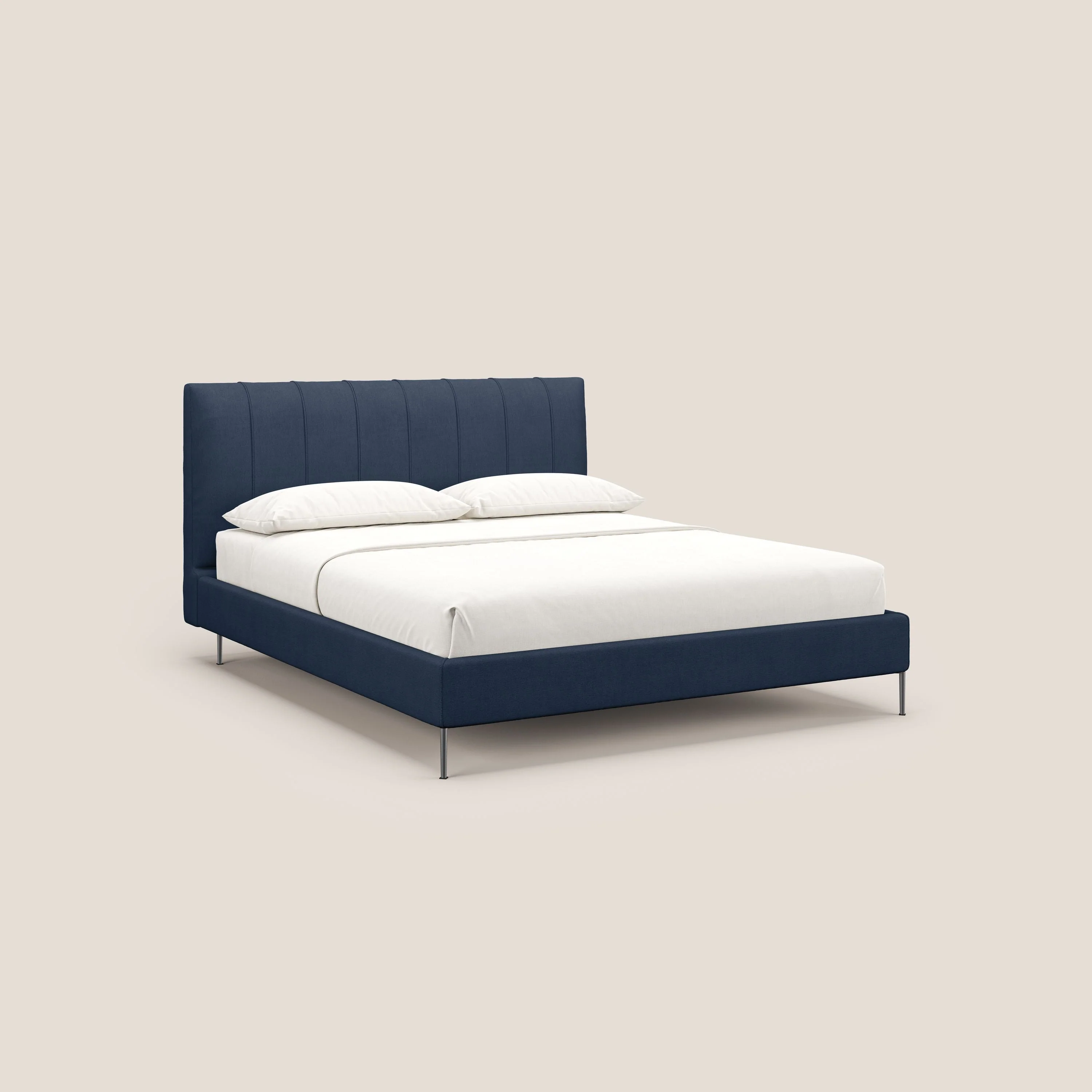 Calliope lit rembourré aux pieds hauts complÚtement déhoussable en tissu détachable T17 bleu