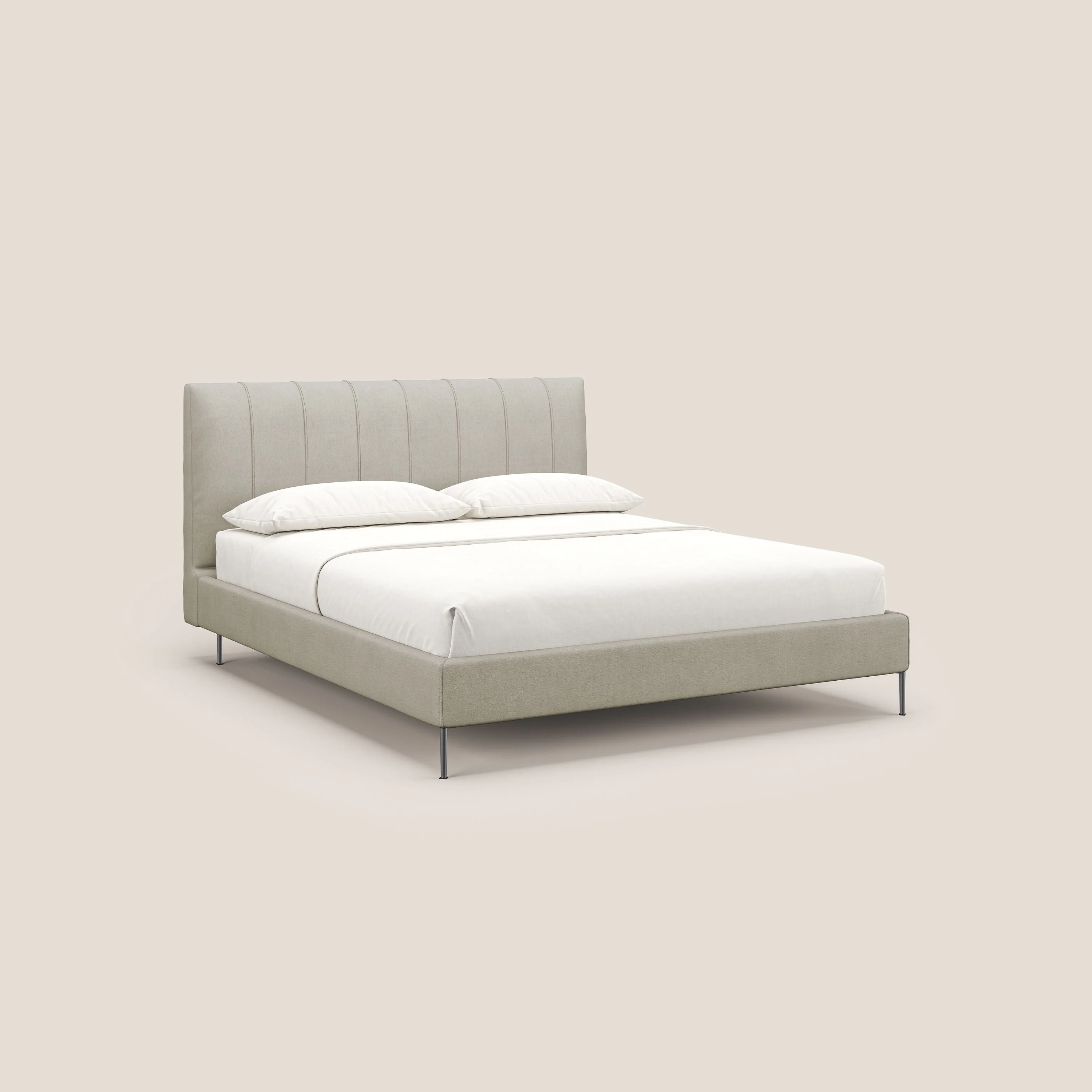 Calliope lit rembourré aux pieds hauts complètement déhoussable en tissu détachable T17 crème