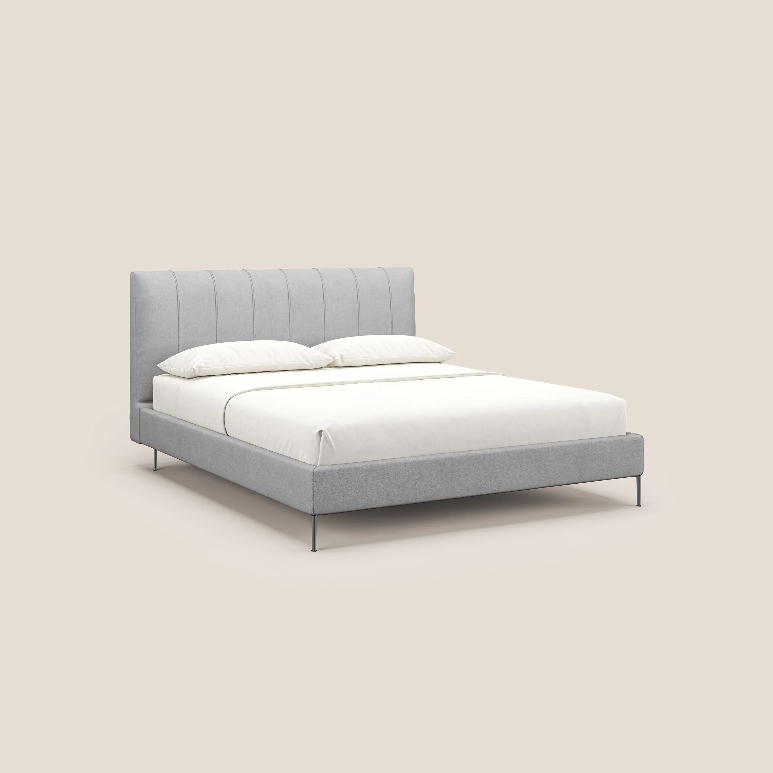 Calliope lit rembourré aux pieds hauts complètement déhoussable en tissu détachable T17 gris