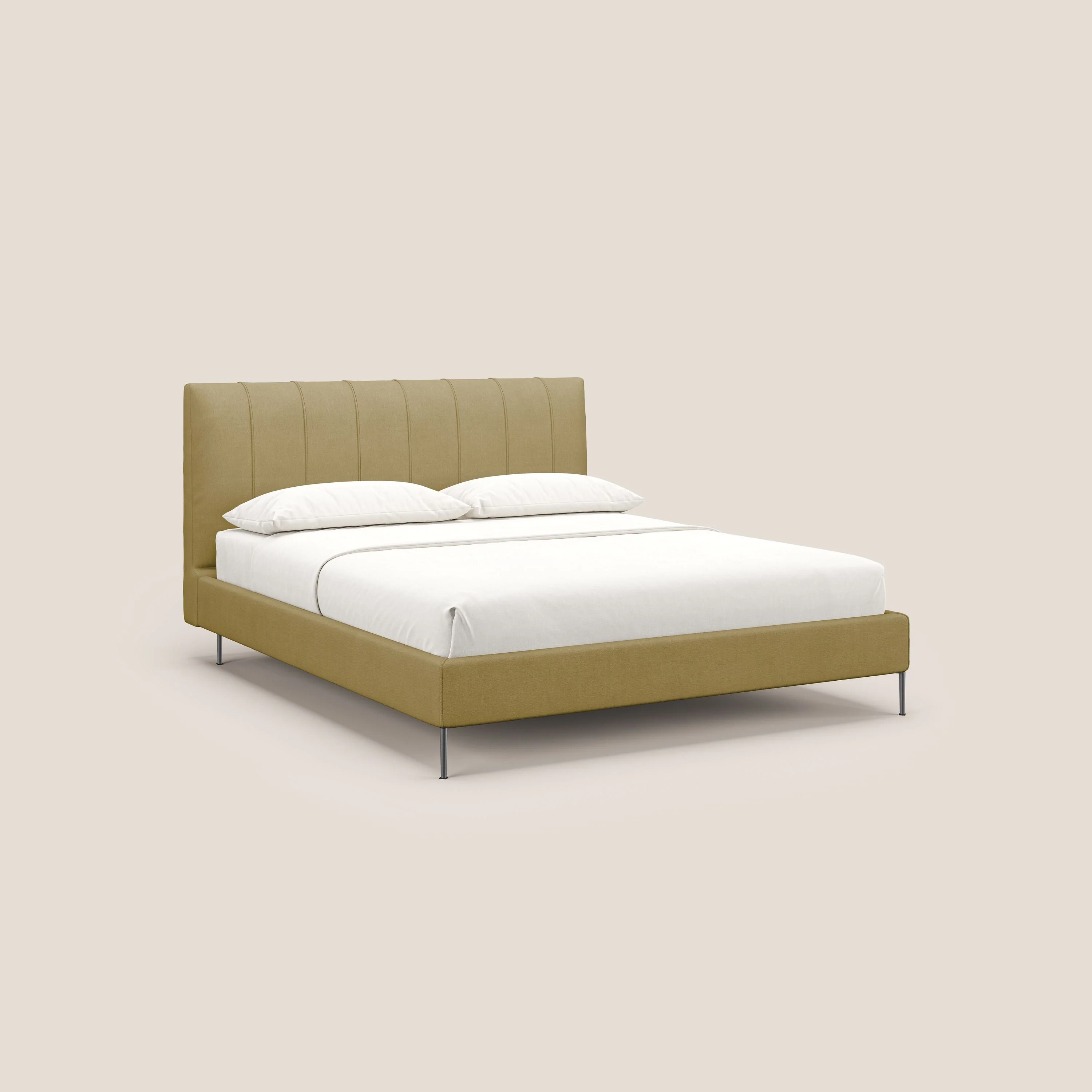 Calliope lit rembourré aux pieds hauts complètement déhoussable en tissu détachable T17 jaune