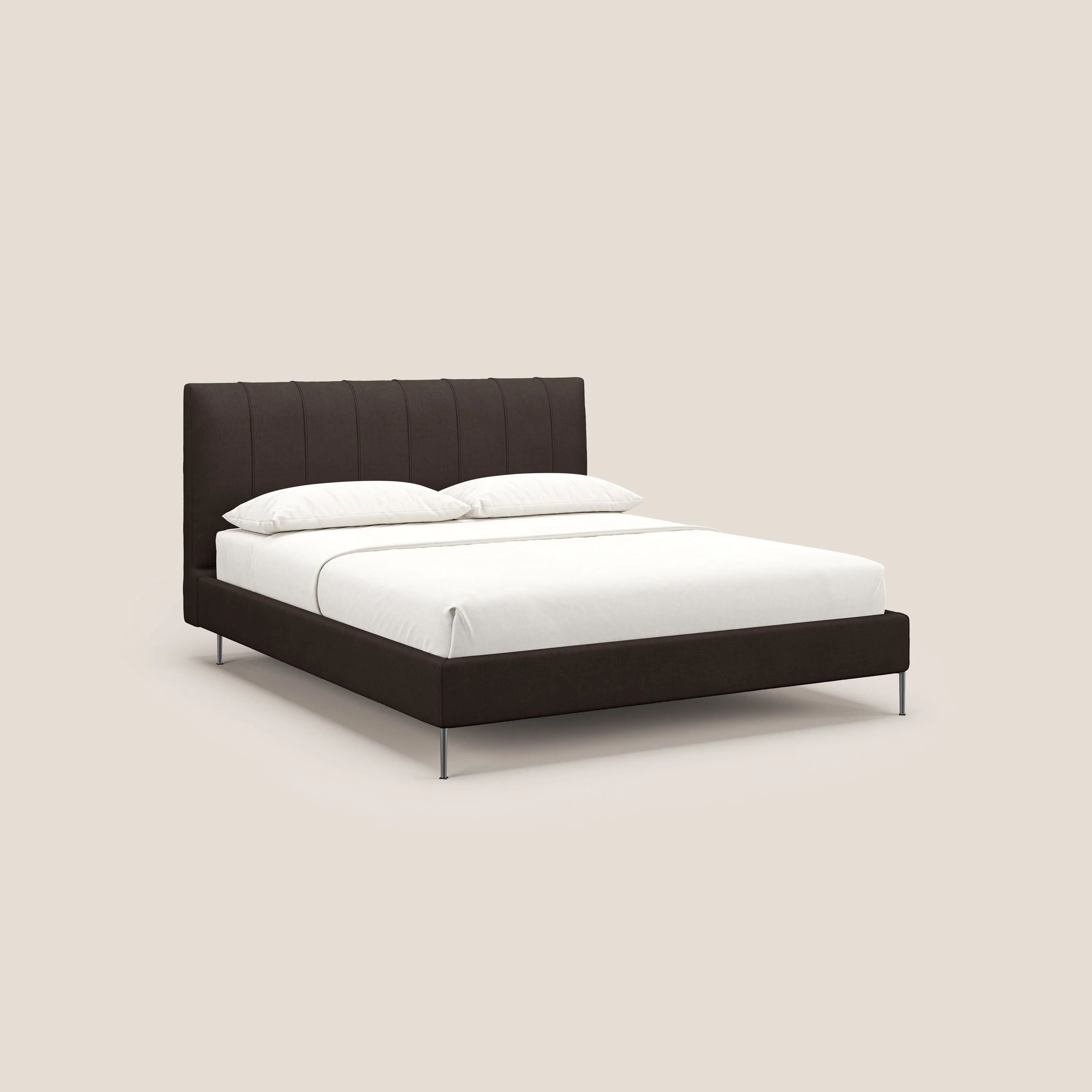 Calliope lit rembourré aux pieds hauts complètement déhoussable en tissu détachable T17 marron