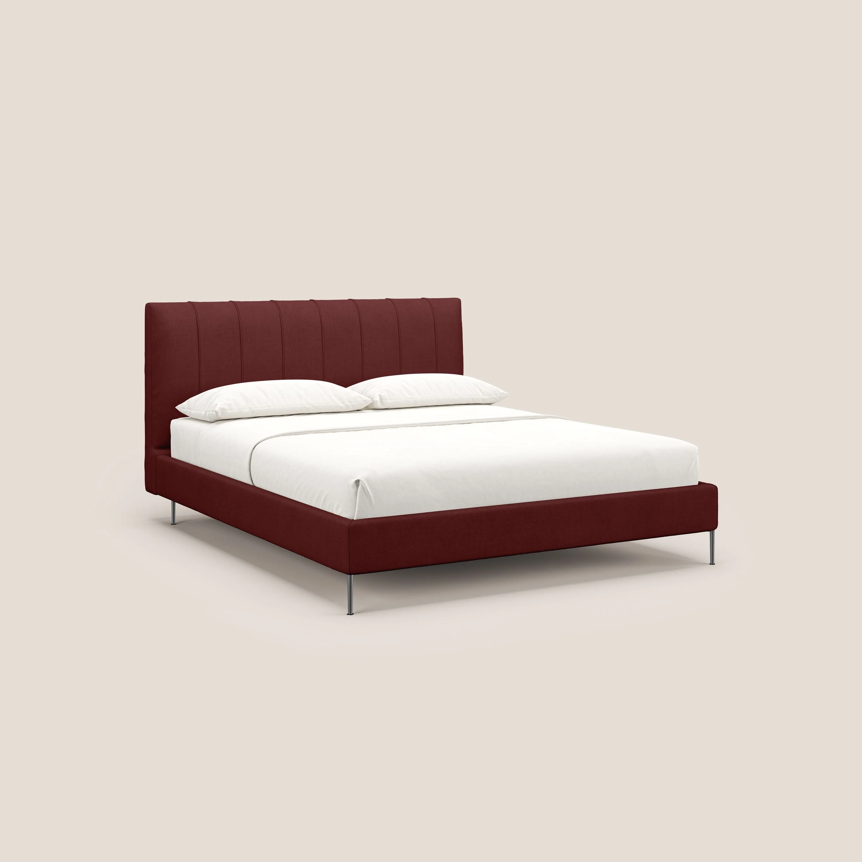 Calliope lit rembourré aux pieds hauts complètement déhoussable en tissu détachable T17 rouge