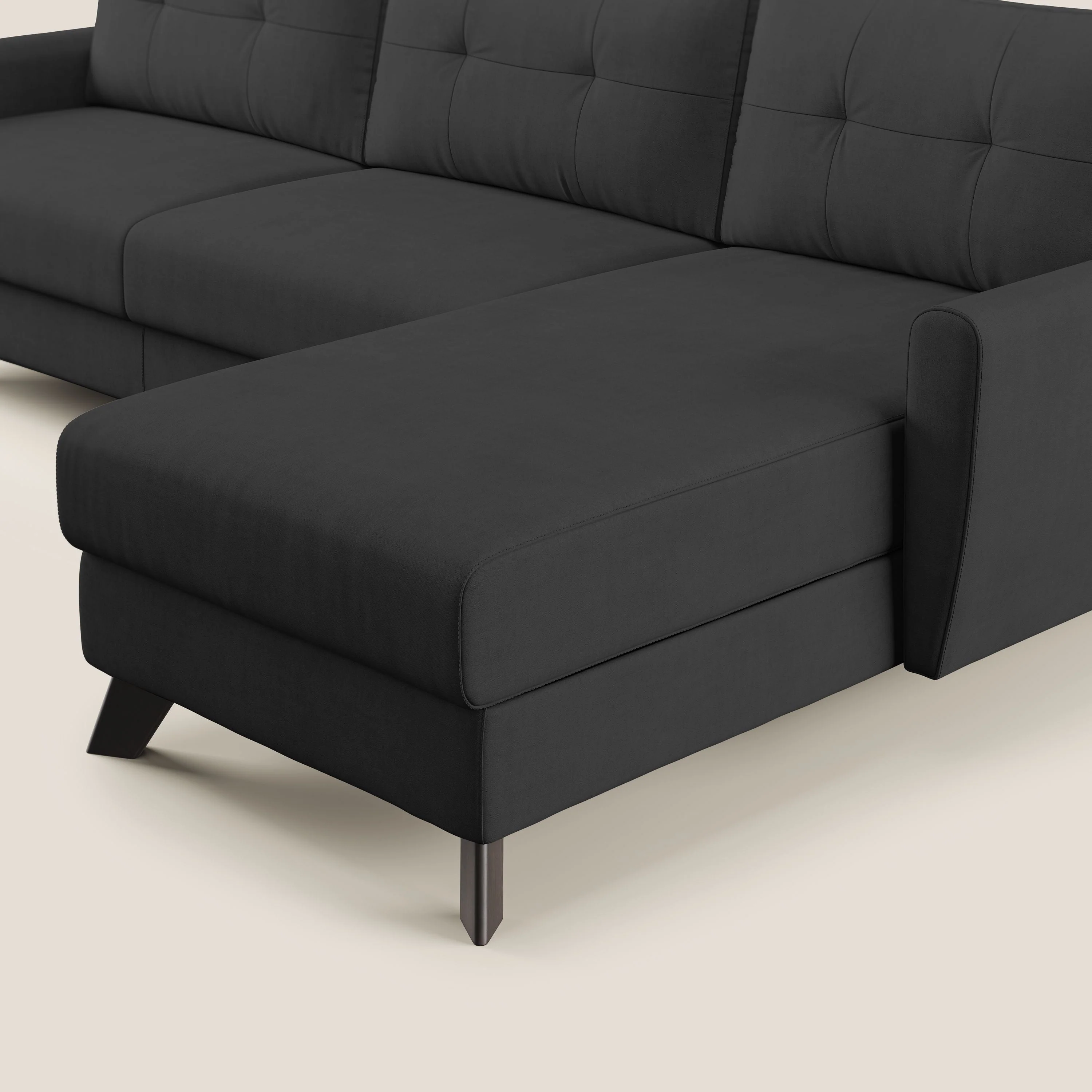 Callisto Canapé d'angle convertible en tissu doux imperméable T02 noir - Image 8