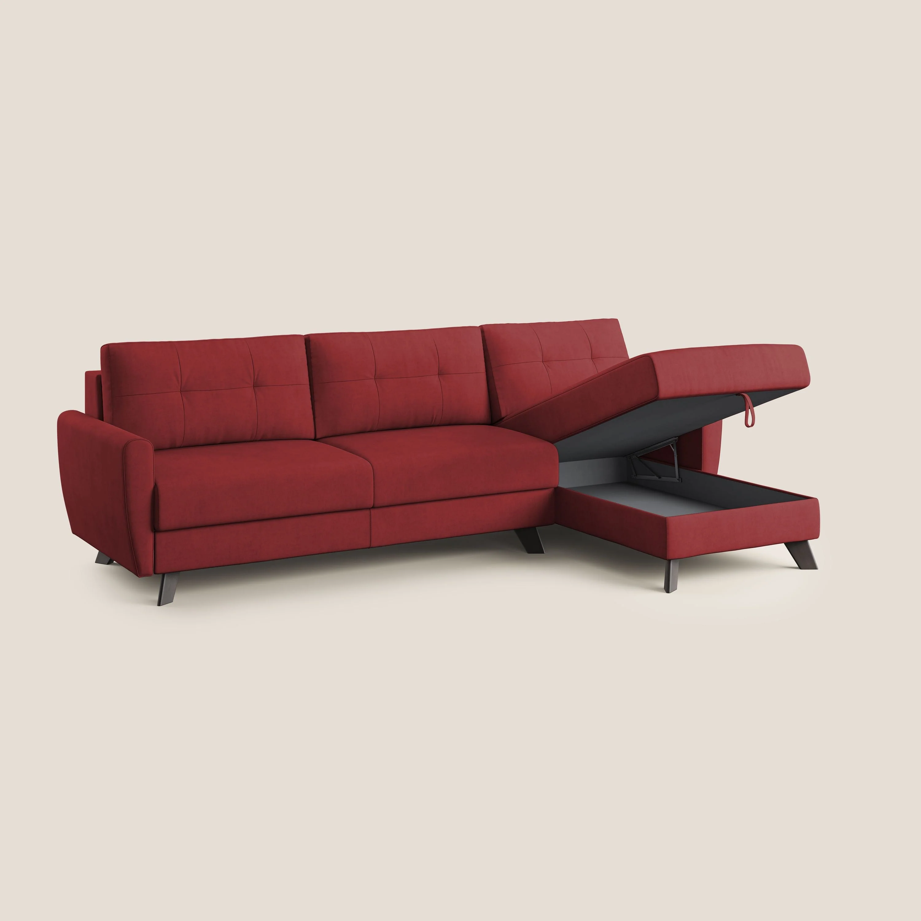 Callisto Canapé d'angle convertible en tissu doux imperméable T02 rouge - Image 3