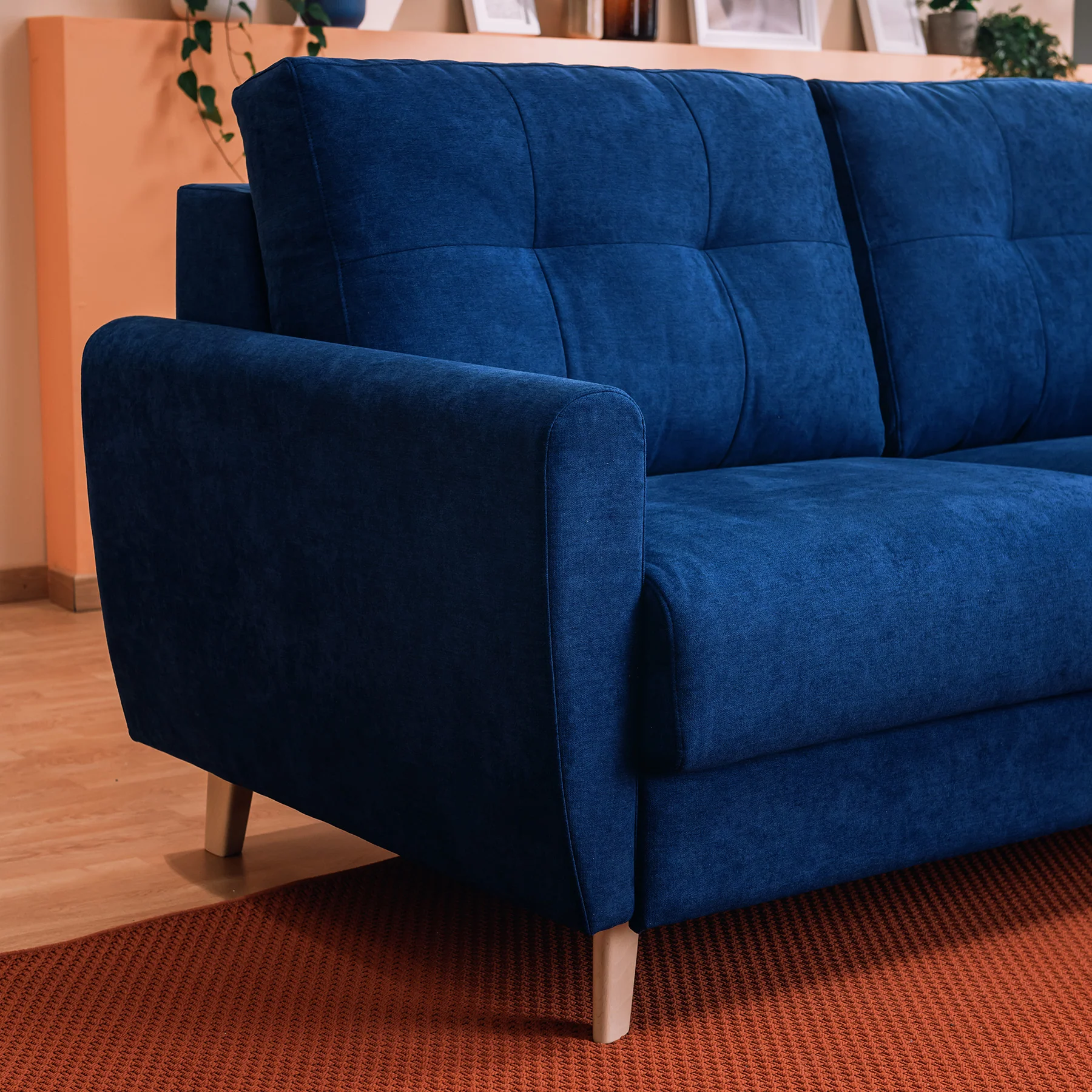 Callisto Canapé lit convertible en tissu doux imperméable T02 bleu - Image 6