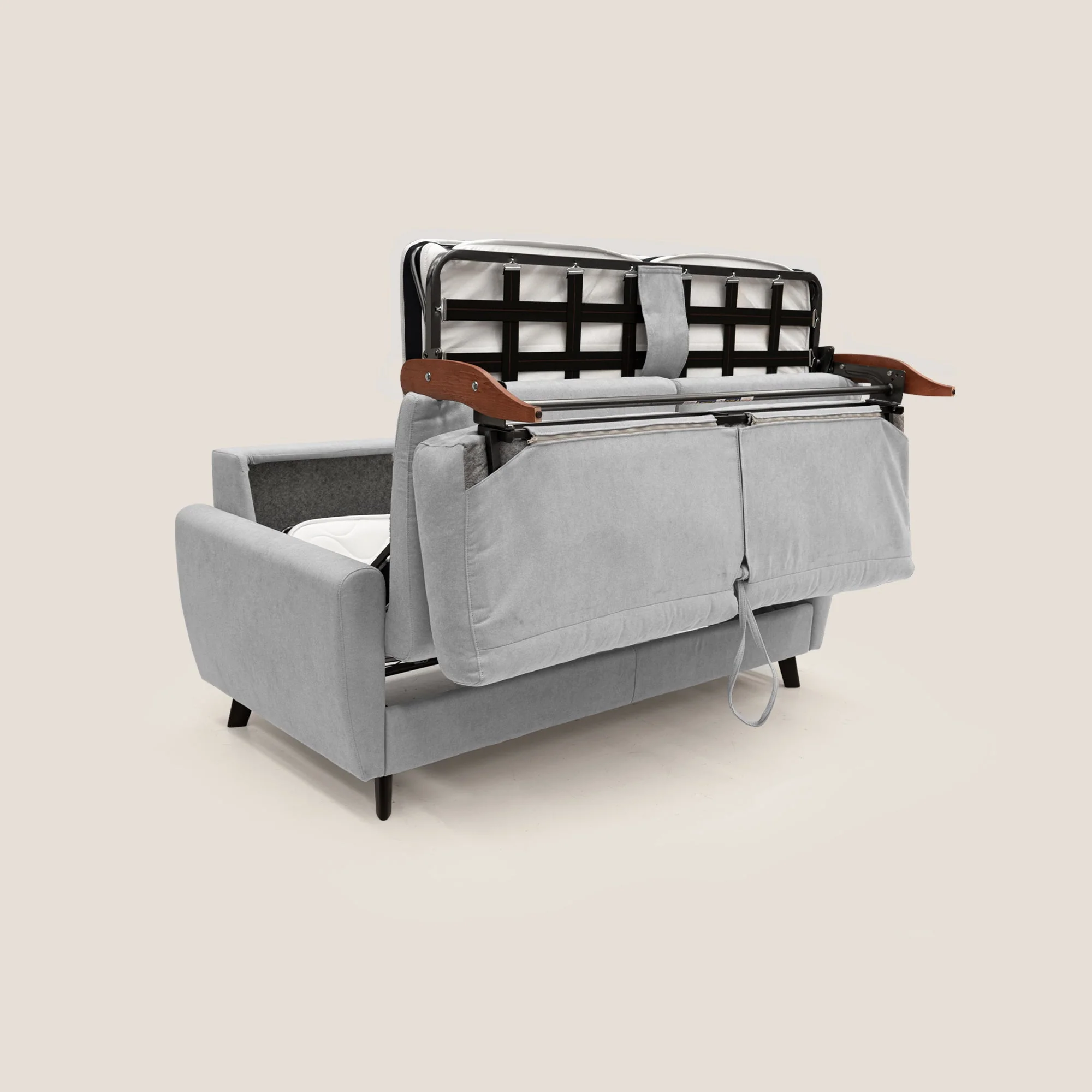 Callisto Canapé lit convertible en tissu doux imperméable T02 gris clair - Image 9