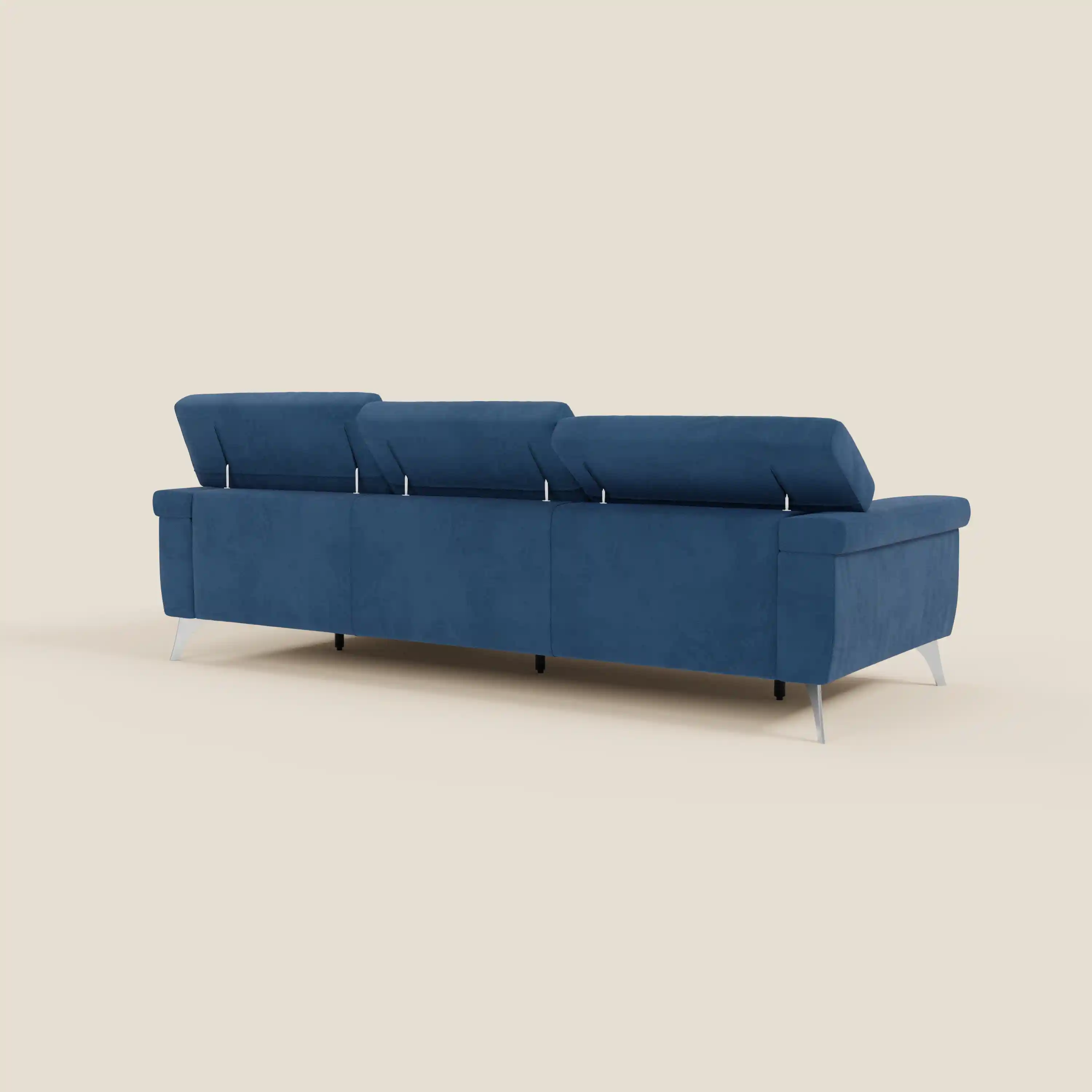 Raffaello Canapé d'angle avec assises coulissantes et têtières en microfibre détachable T11 bleu - Image 7
