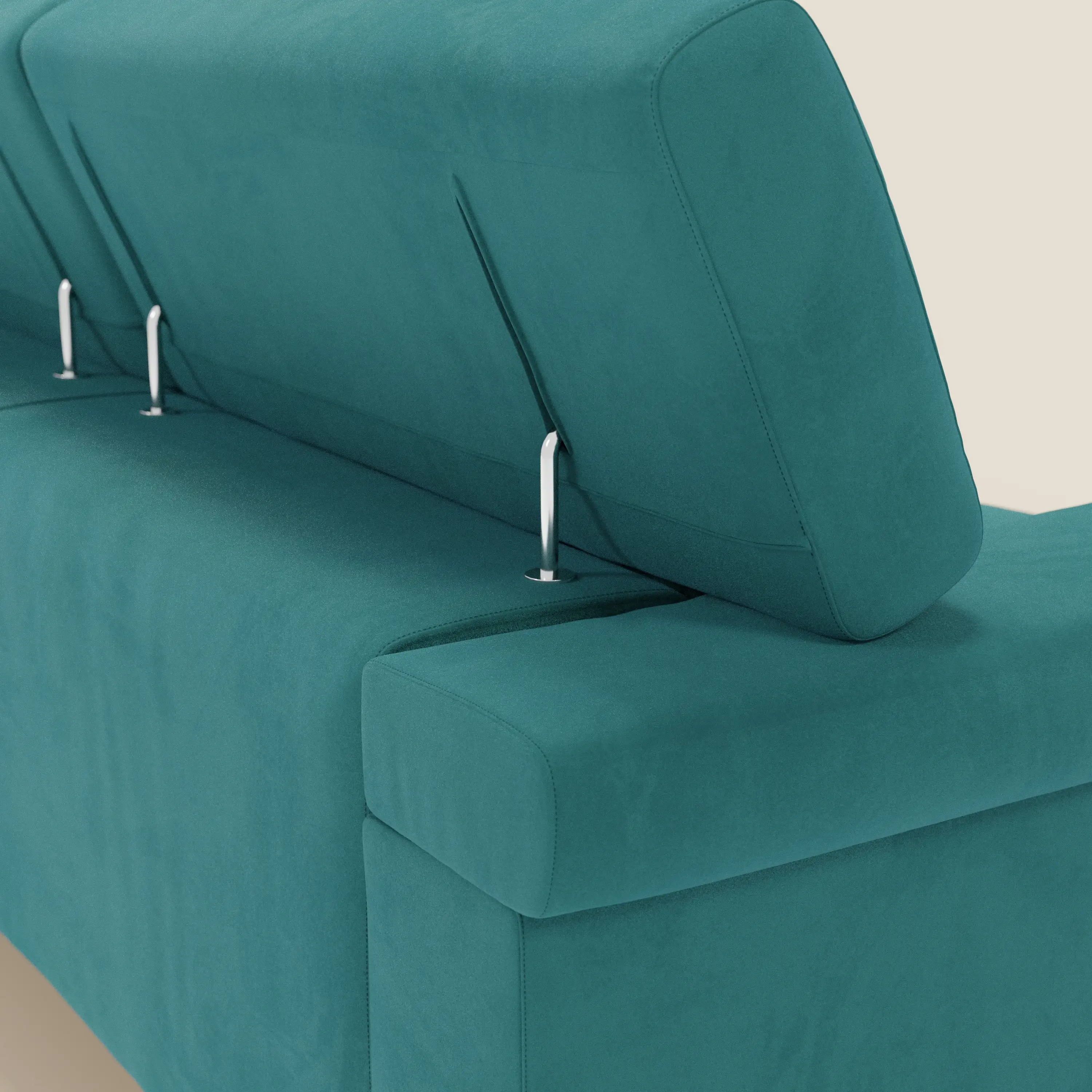 Raffaello Canapé d'angle avec assises coulissantes et têtières en microfibre détachable T11 bleu canard - Image 8