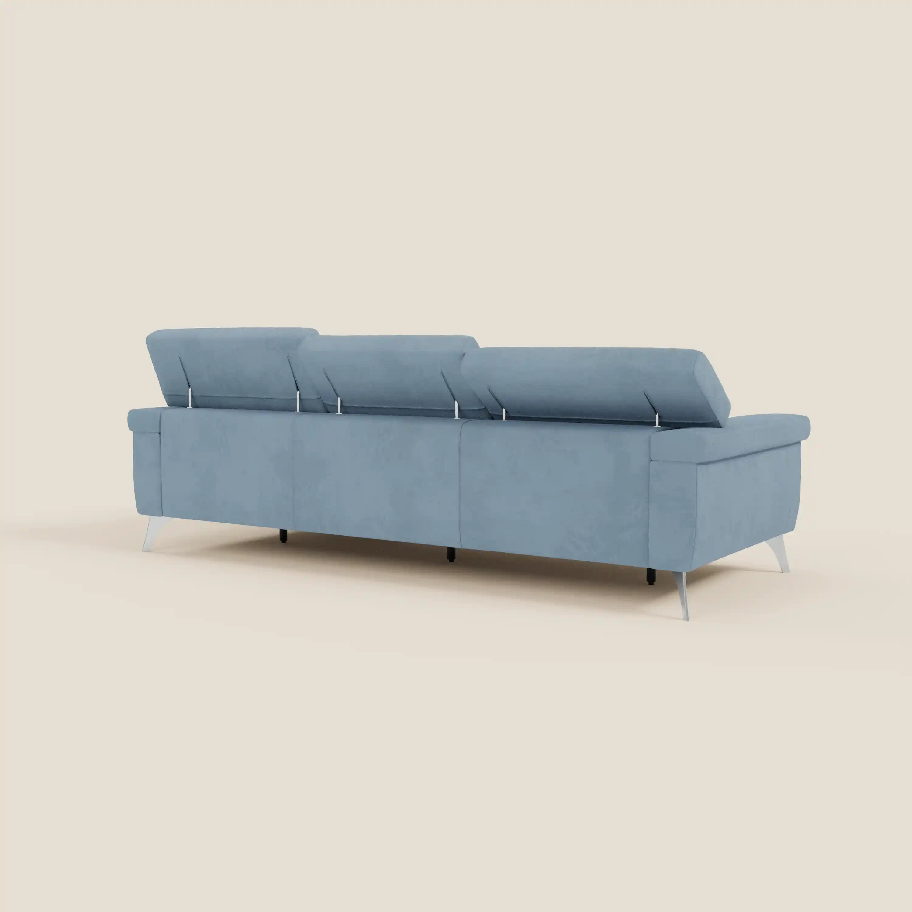 Raffaello Canapé d'angle avec assises coulissantes et têtières en microfibre détachable T11 bleu pastel - Image 7