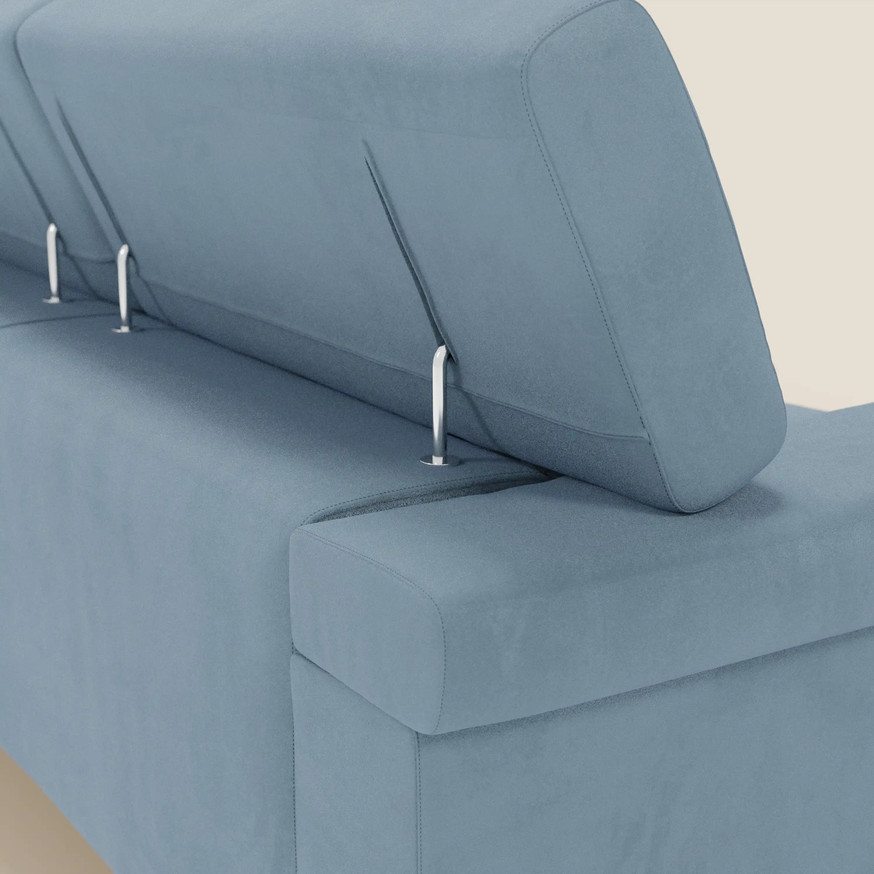 Raffaello Canapé d'angle avec assises coulissantes et têtières en microfibre détachable T11 bleu pastel - Image 8