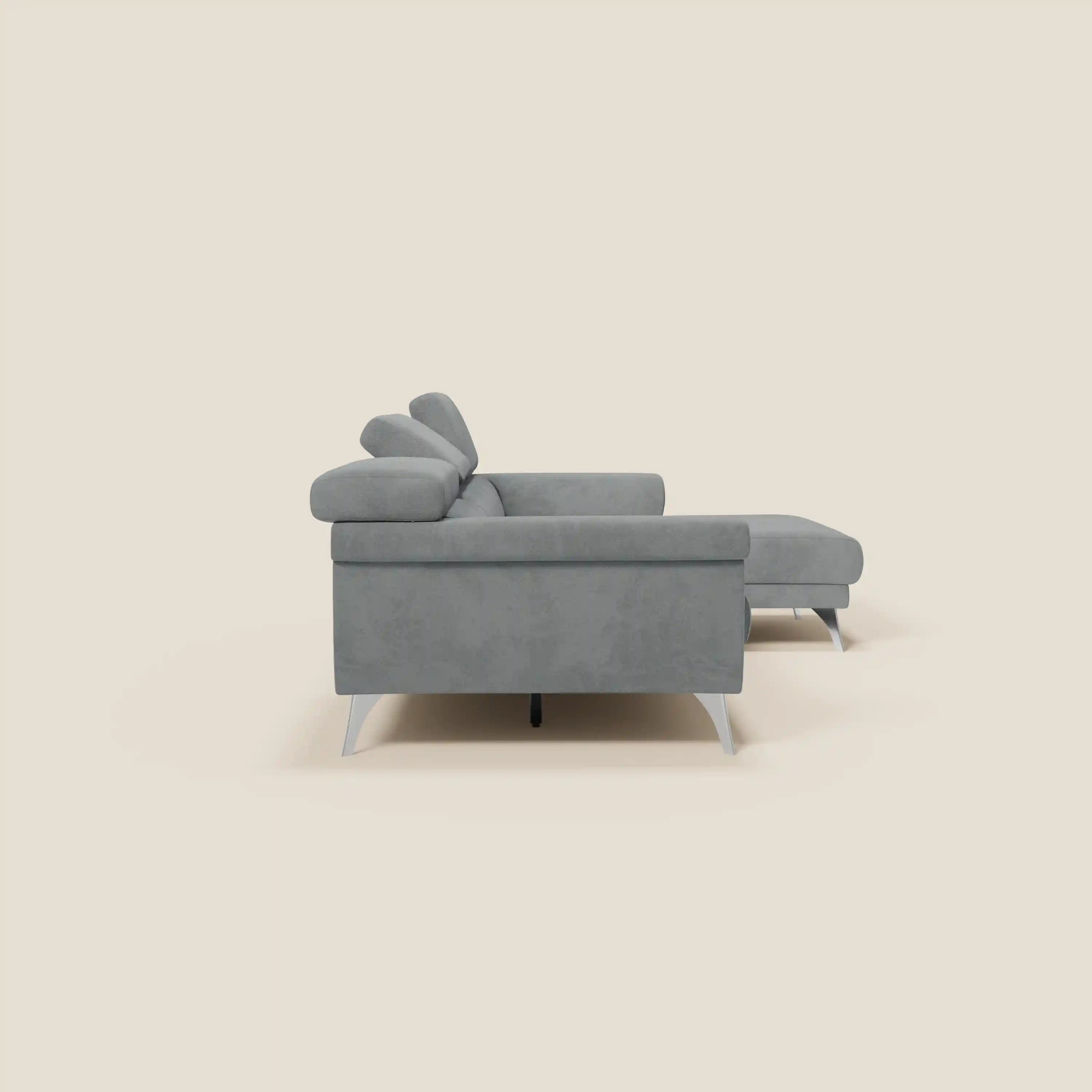 Raffaello Canapé d'angle avec assises coulissantes et têtières en microfibre détachable T11 gris - Image 6