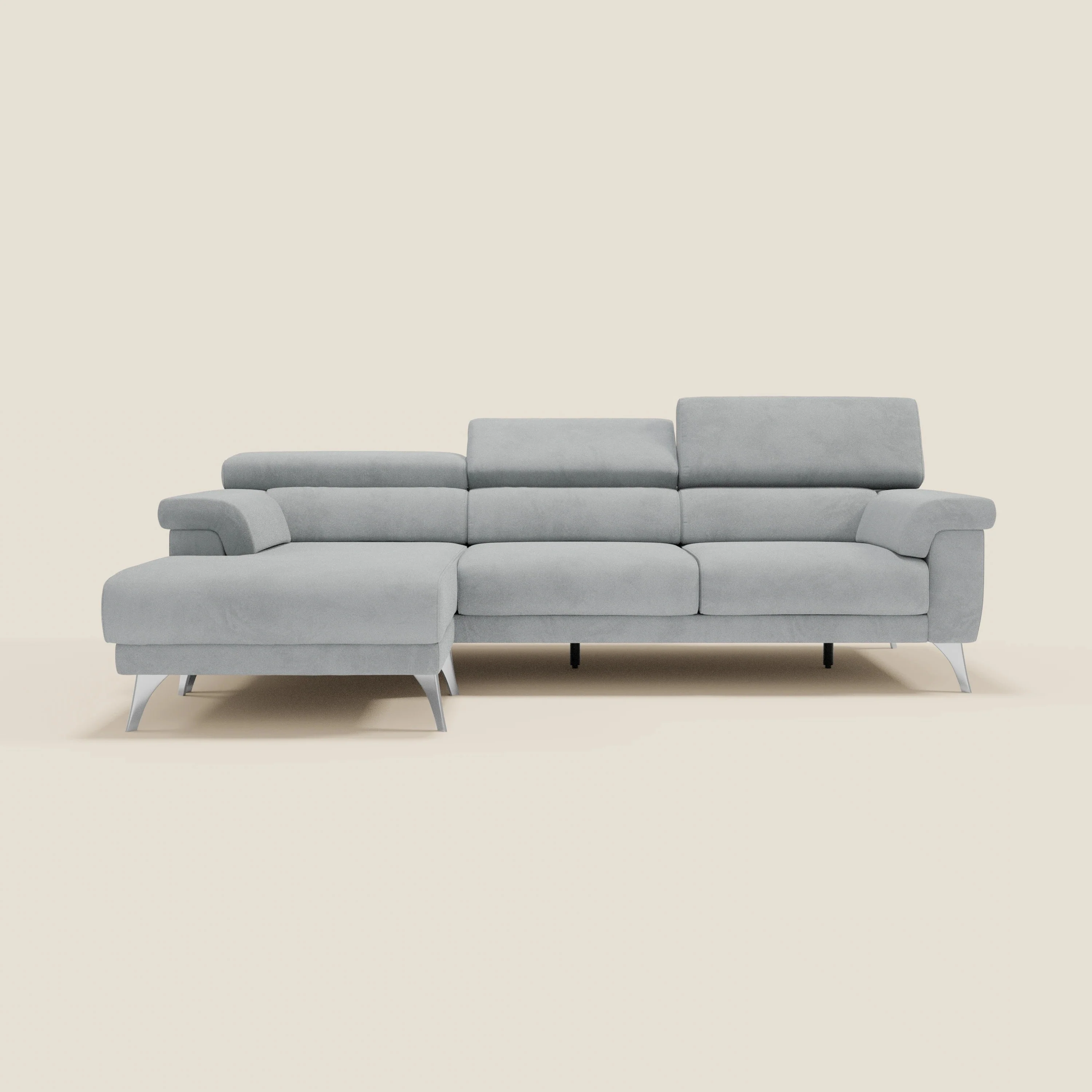 Raffaello Canapé d'angle avec assises coulissantes et têtières en microfibre détachable T11 gris clair - Image 11