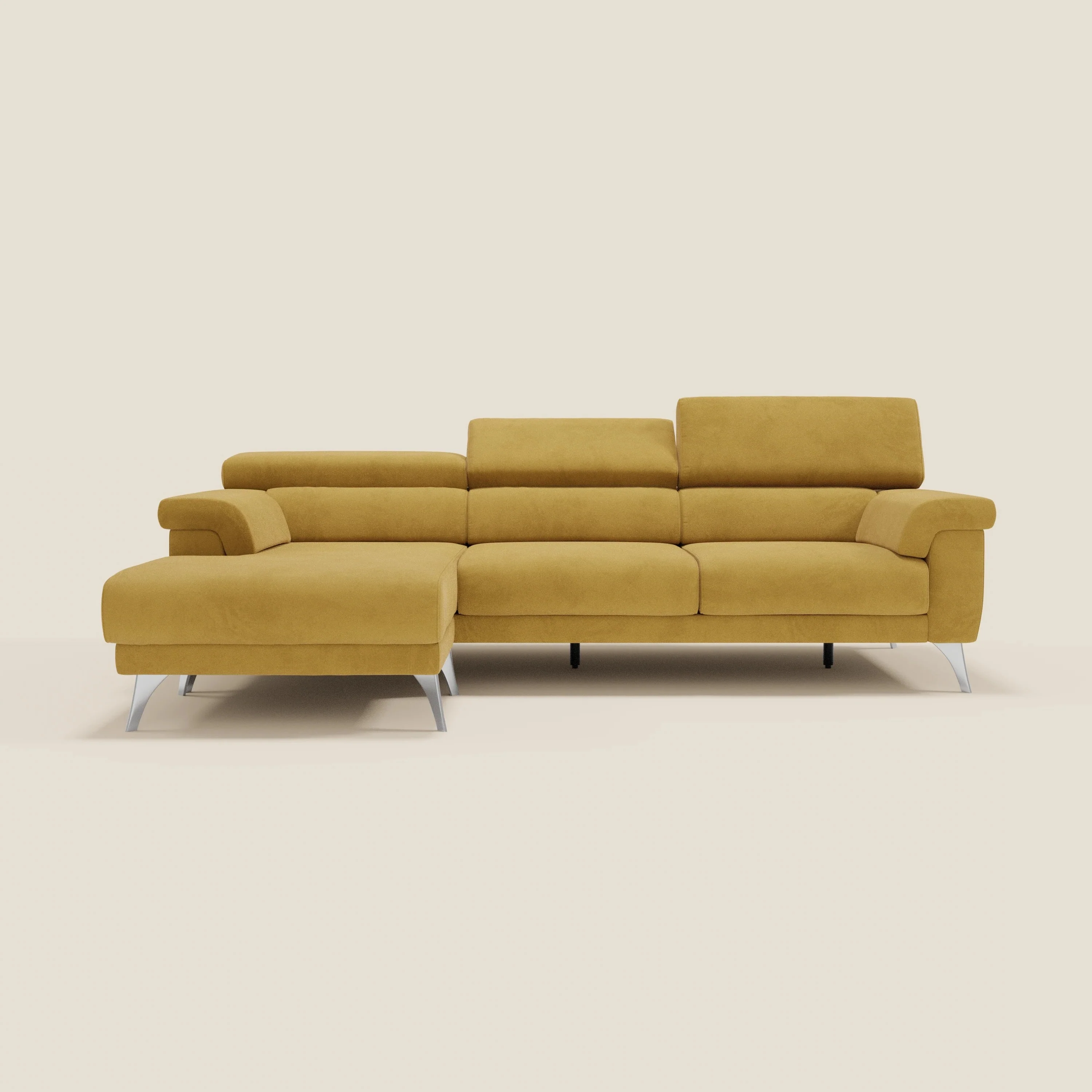 Raffaello Canapé d'angle avec assises coulissantes et têtières en microfibre détachable T11 jaune - Image 11
