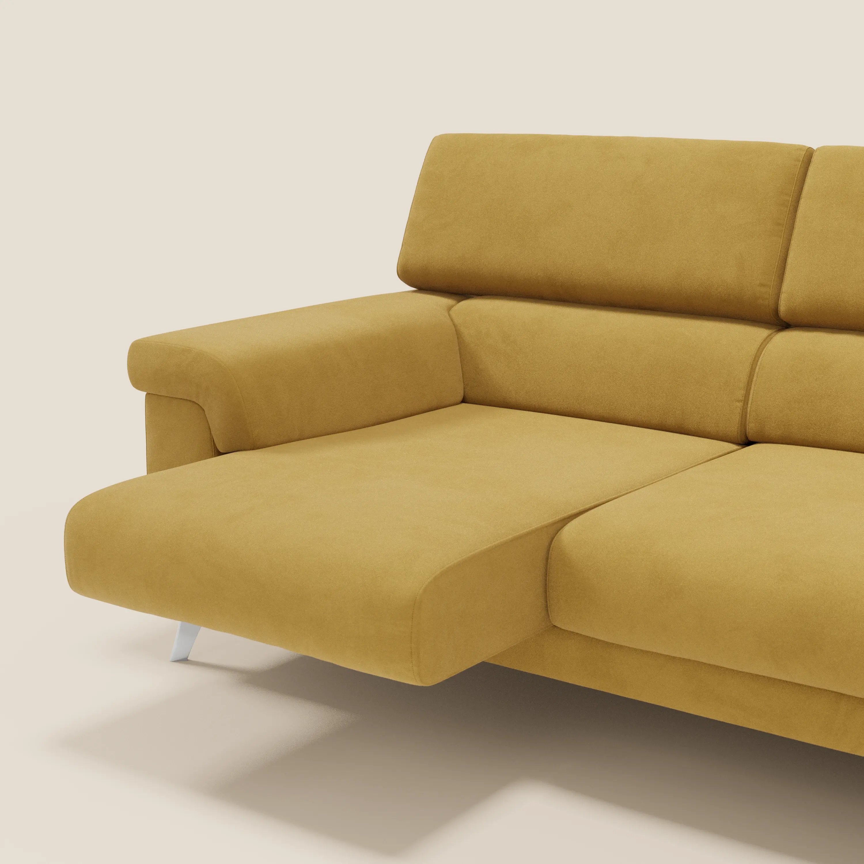 Raffaello Canapé d'angle avec assises coulissantes et têtières en microfibre détachable T11 jaune - Image 5