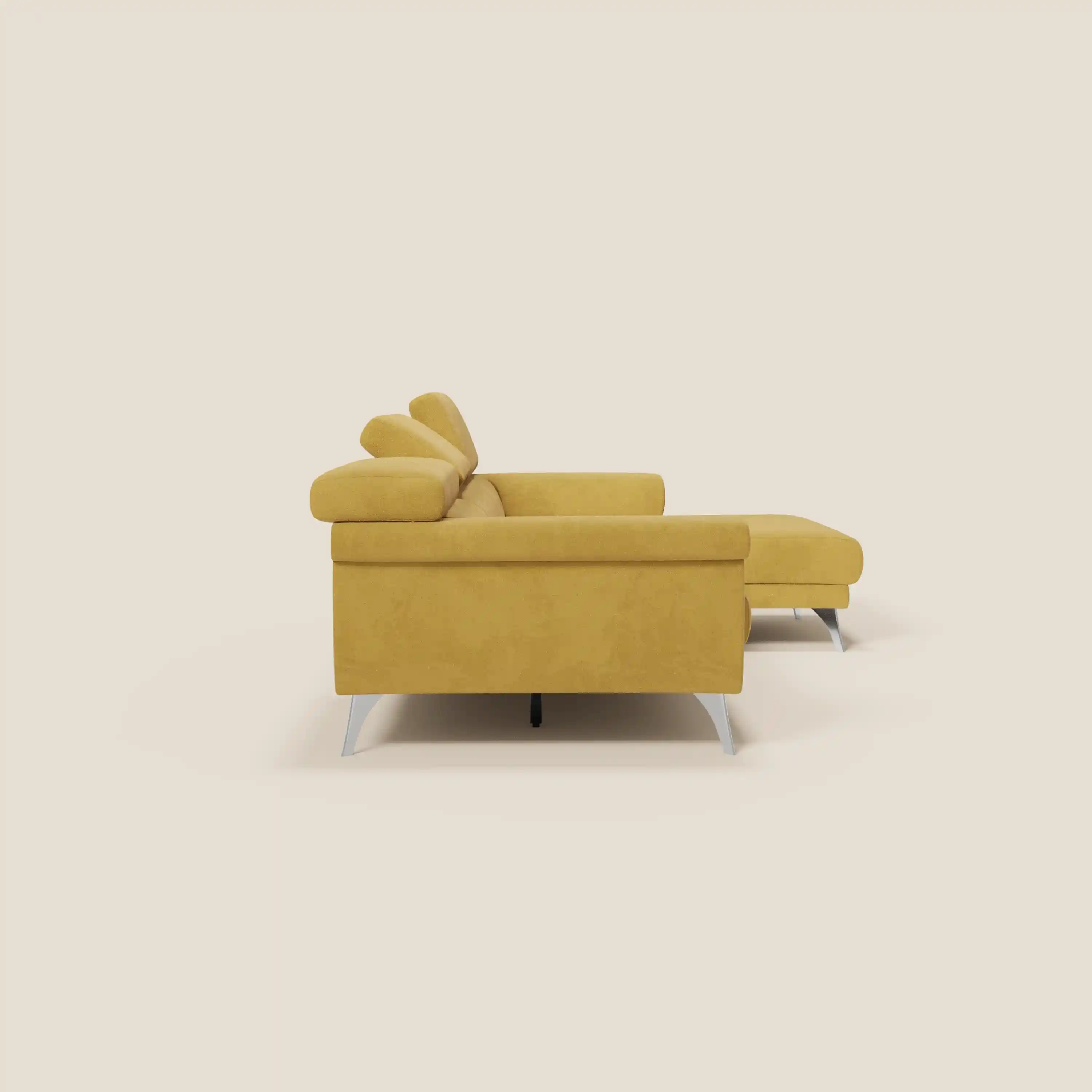 Raffaello Canapé d'angle avec assises coulissantes et têtières en microfibre détachable T11 jaune - Image 6