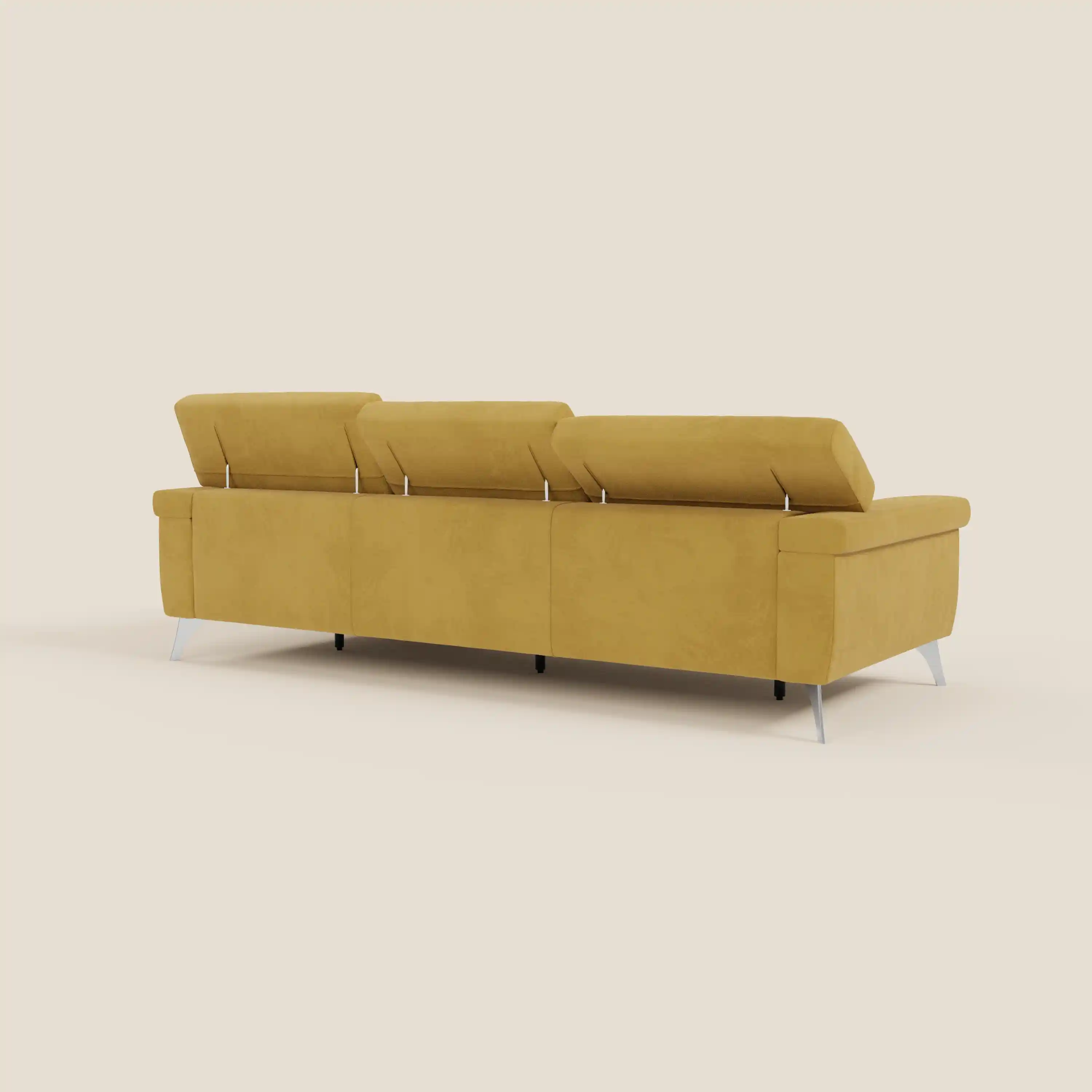 Raffaello Canapé d'angle avec assises coulissantes et têtières en microfibre détachable T11 jaune - Image 7