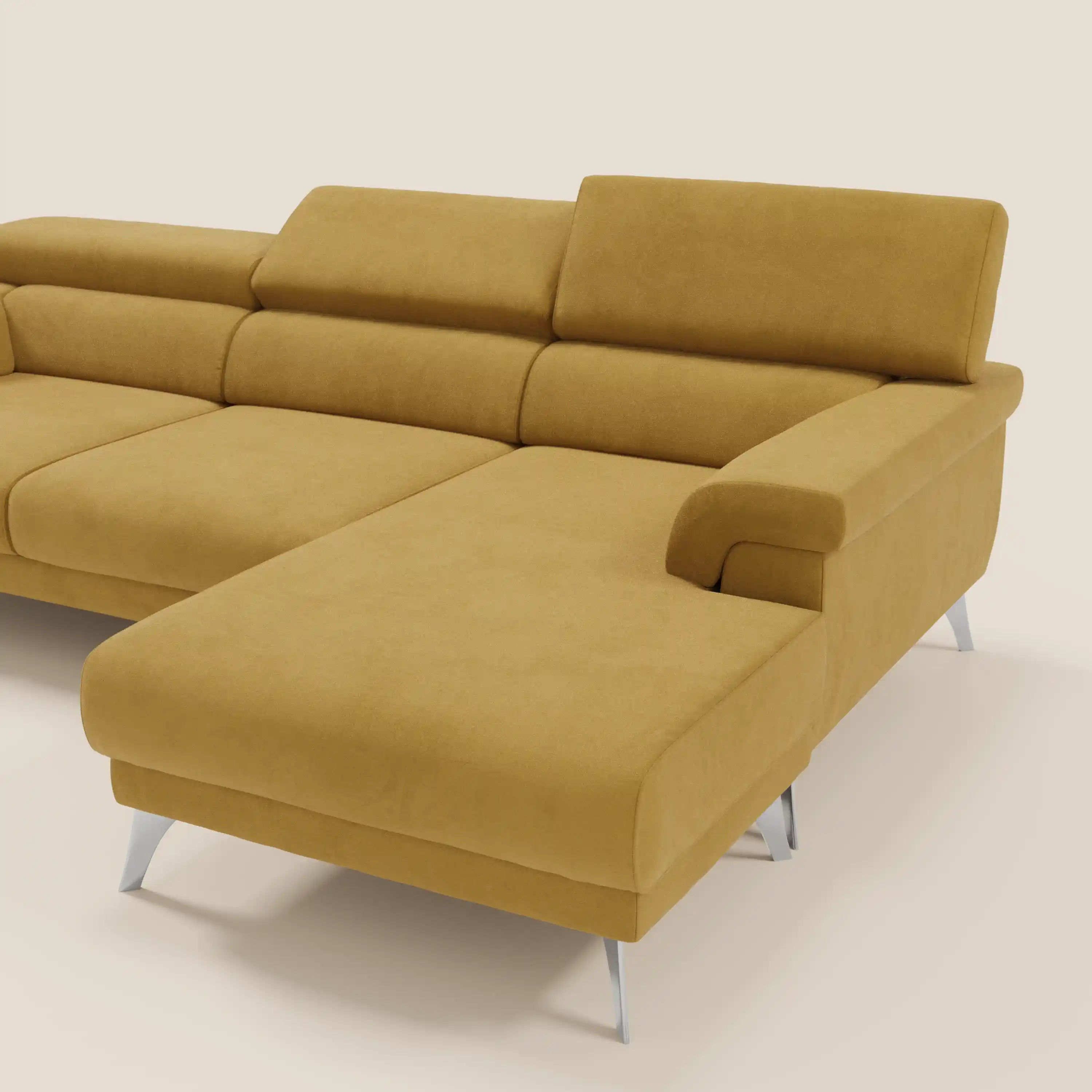 Raffaello Canapé d'angle avec assises coulissantes et têtières en microfibre détachable T11 jaune - Image 9